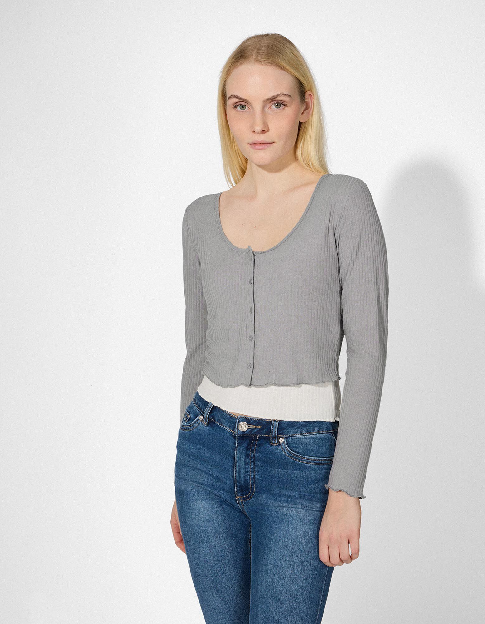 Longsleeve - Dubbellaagse look - grijs - grijs