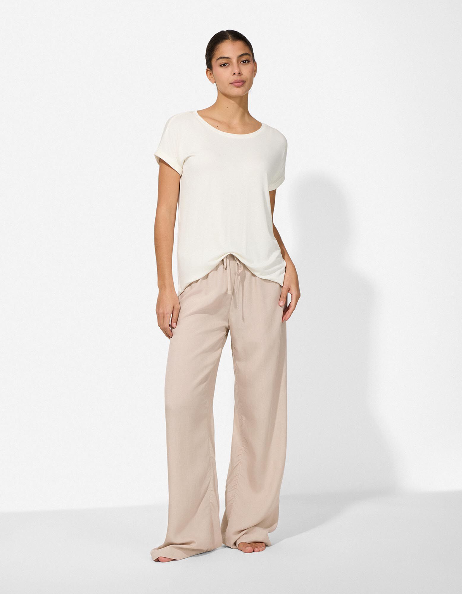 Pyjamabroek - Effen - Beige - Beige