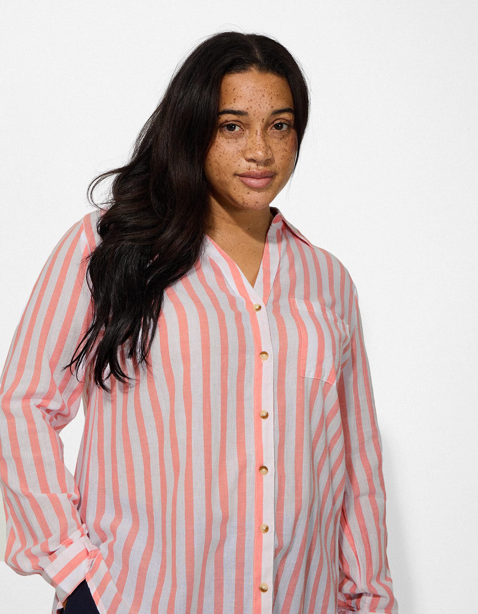 Overhemdblouse - Strepen - Oranje - Oranje