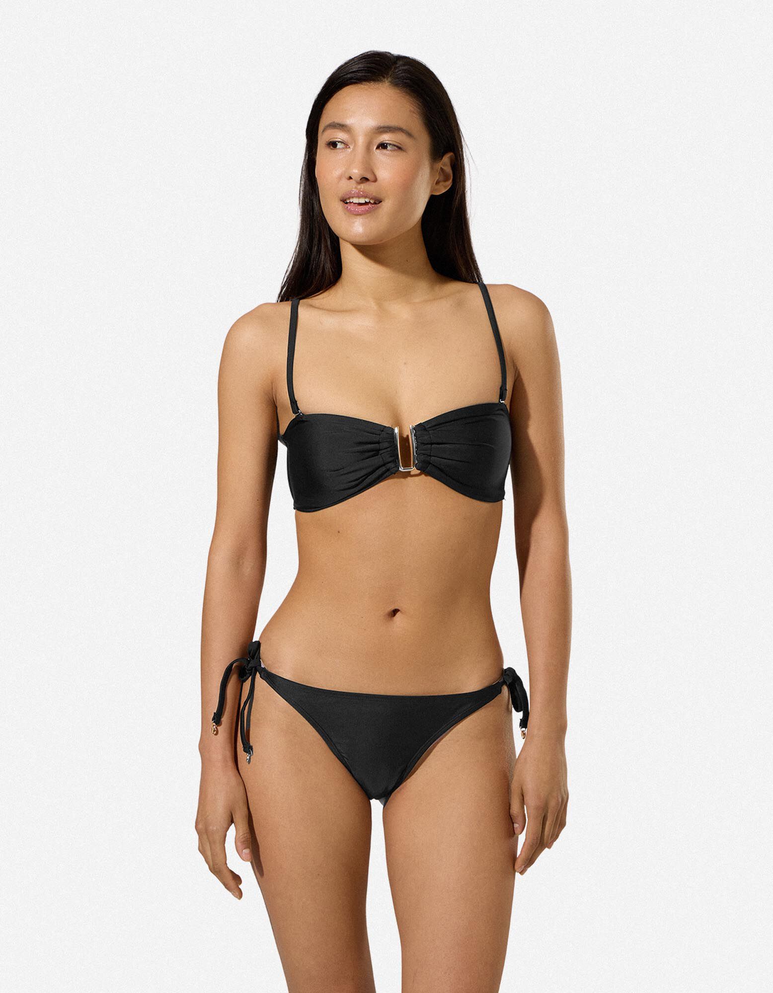 Bikinitop - Metallic details - Zwart - Zwart