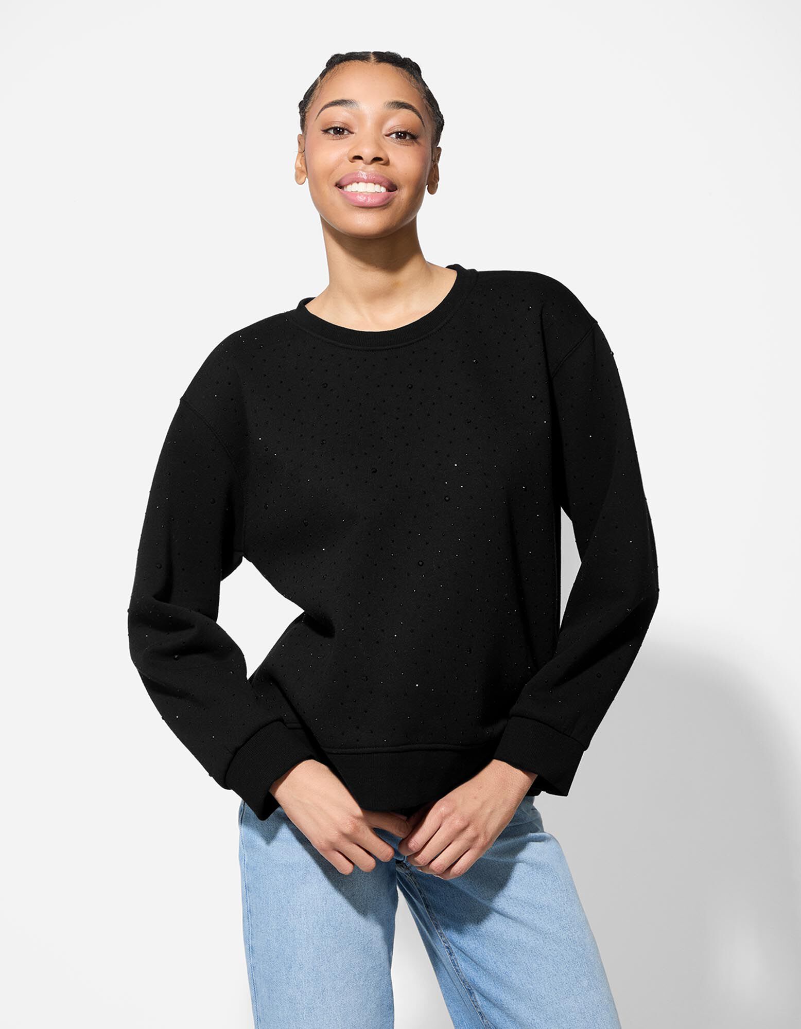 Sweatshirt - Siersteentjes - Zwart - Zwart