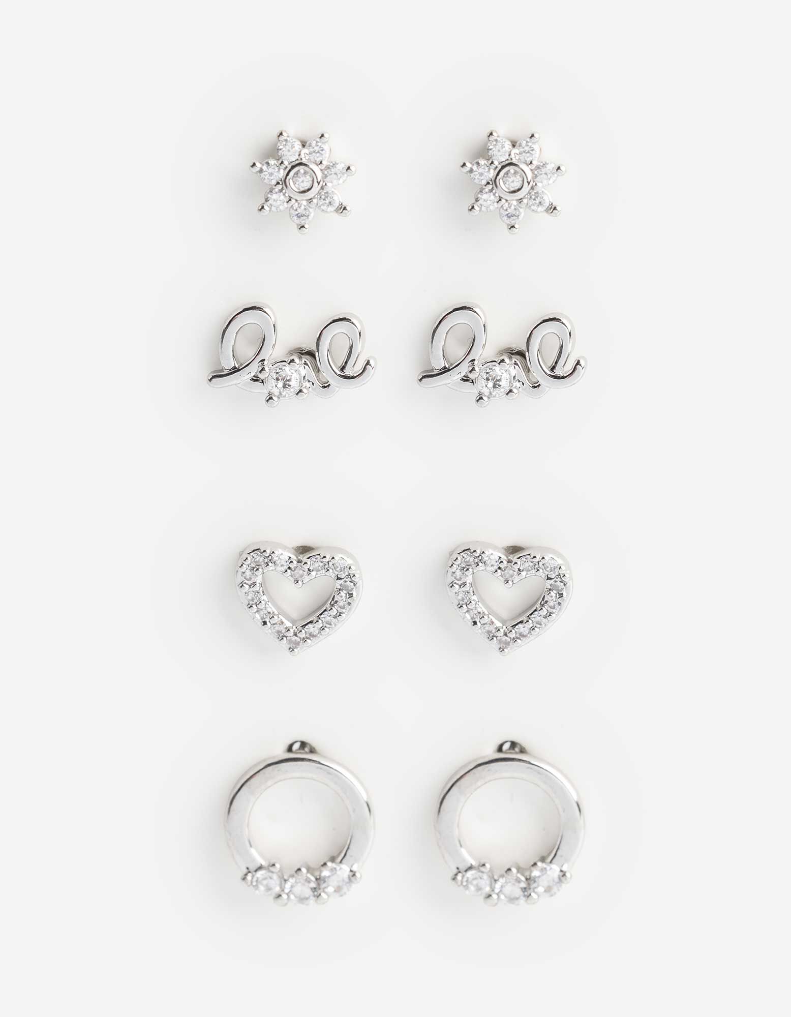 Oorbellen - Set van 4 - Zilver - Zilver