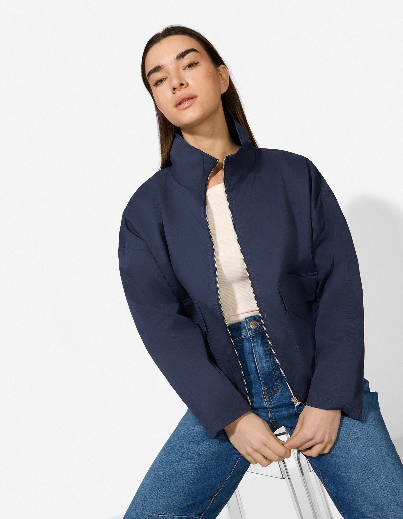 Blouson - Zacht materiaal - Donkerblauw - Donkerblauw