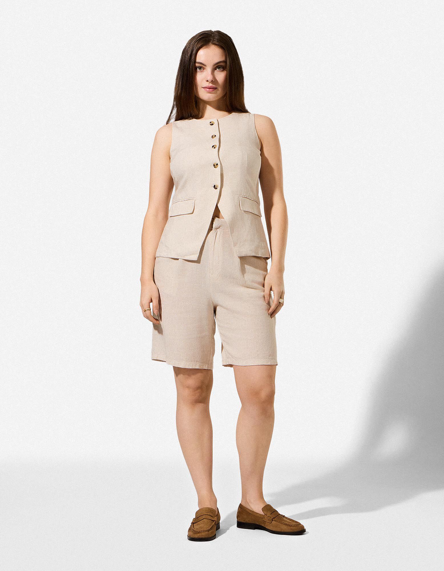 Bermuda  - Linnenmix - Beige - Beige