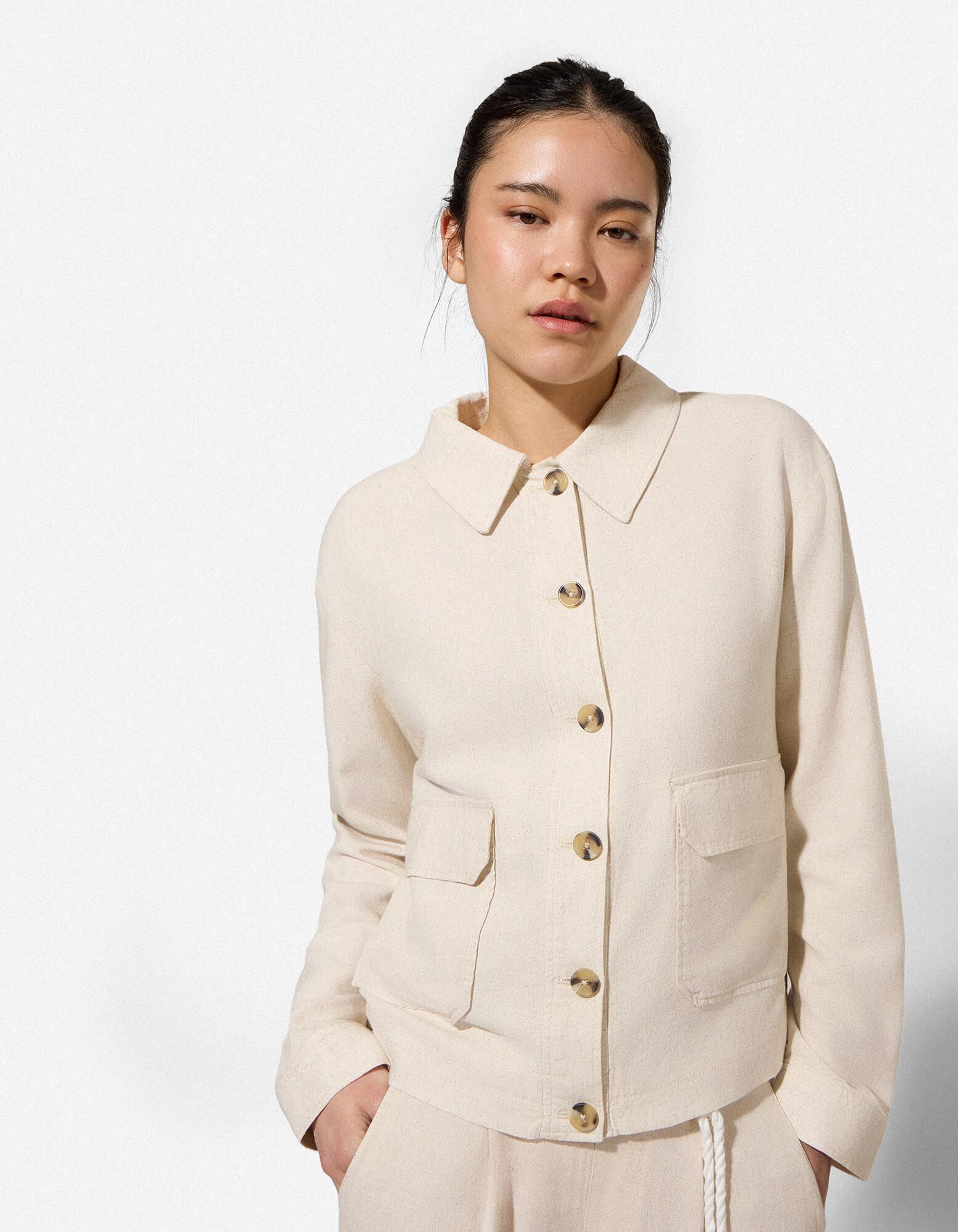 Blousjas - Linnenlook - Beige - Beige