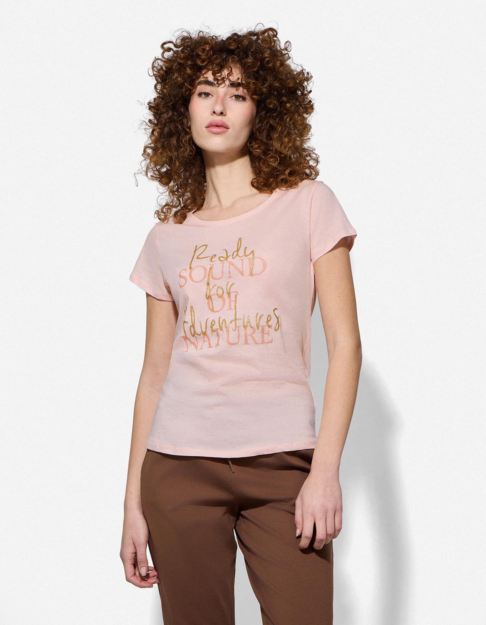 T-shirt - Print - Lichtroze - Lichtroze