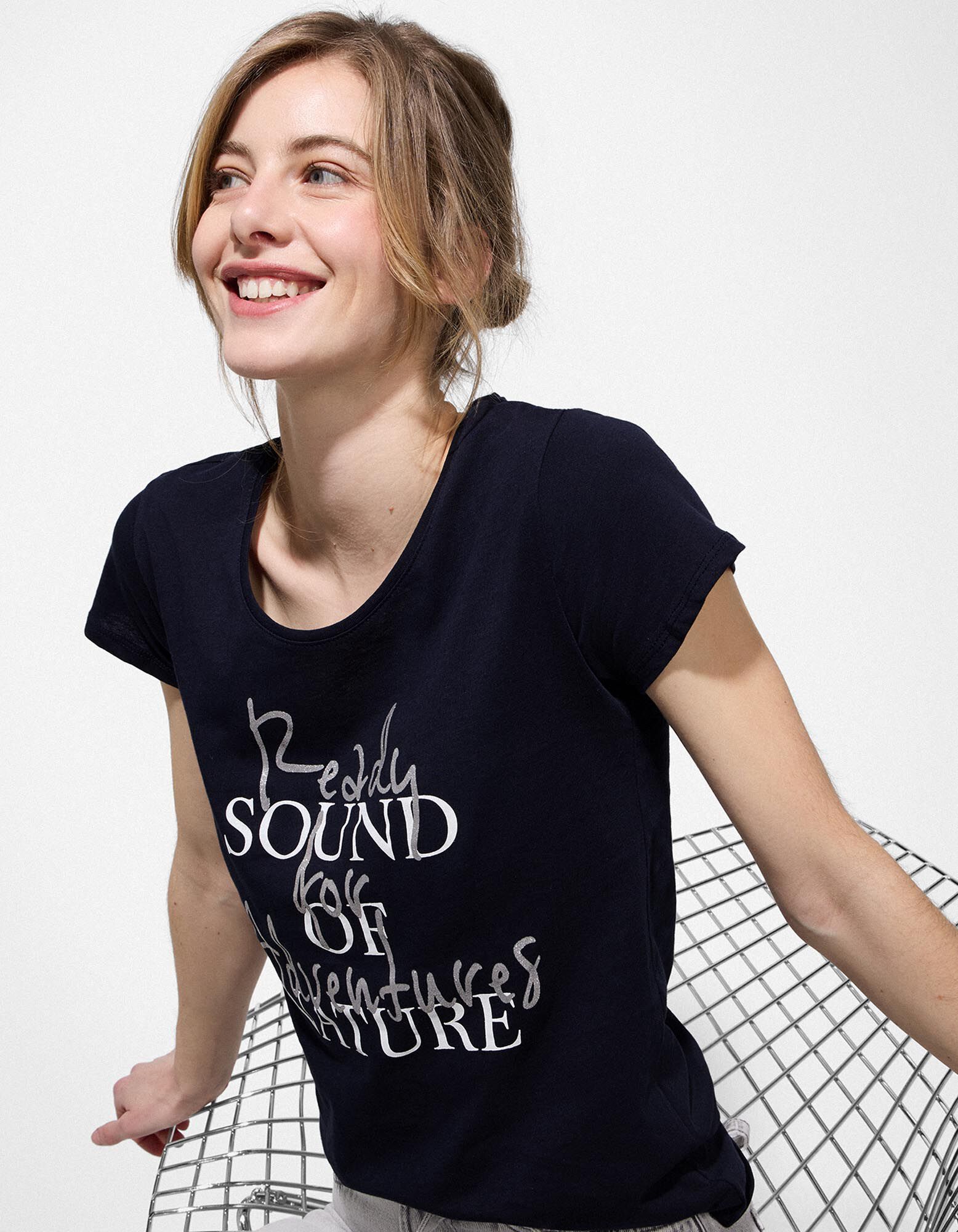 T-shirt - Print - Donkerblauw - Donkerblauw