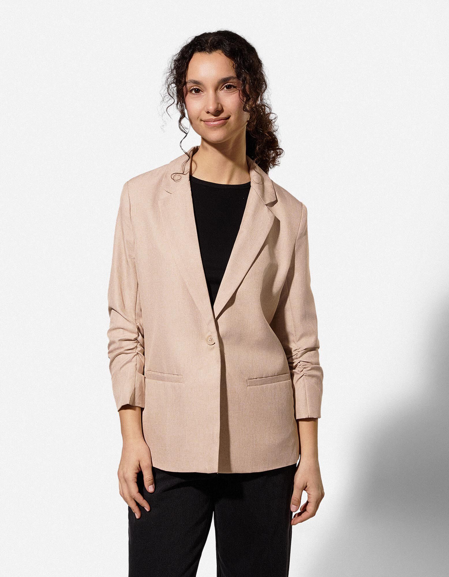 Blazer - 3/4-mouwen - Beige - Beige