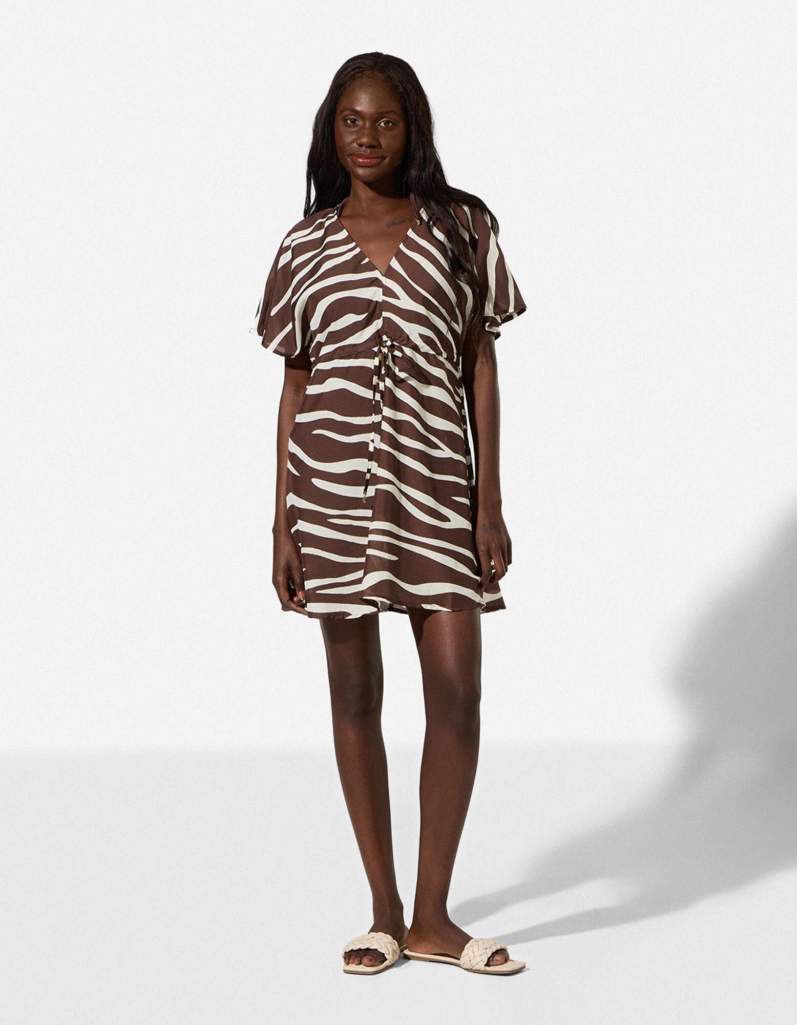 Strandtuniek - Zebrapatroon - bruin - bruin