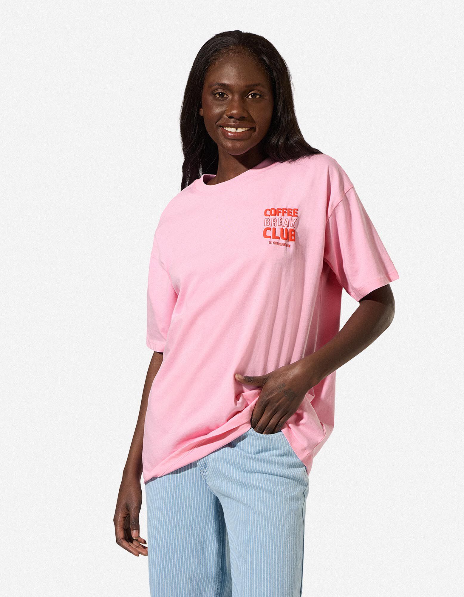 T-shirt - Afdrukken achteraan - Roze - Roze