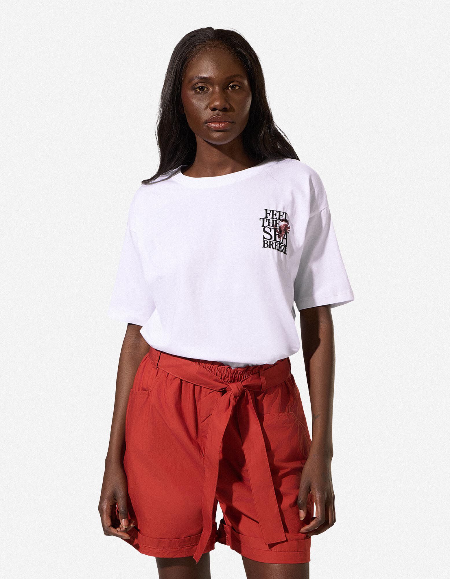 T-shirt - Afdrukken achteraan - wit - wit
