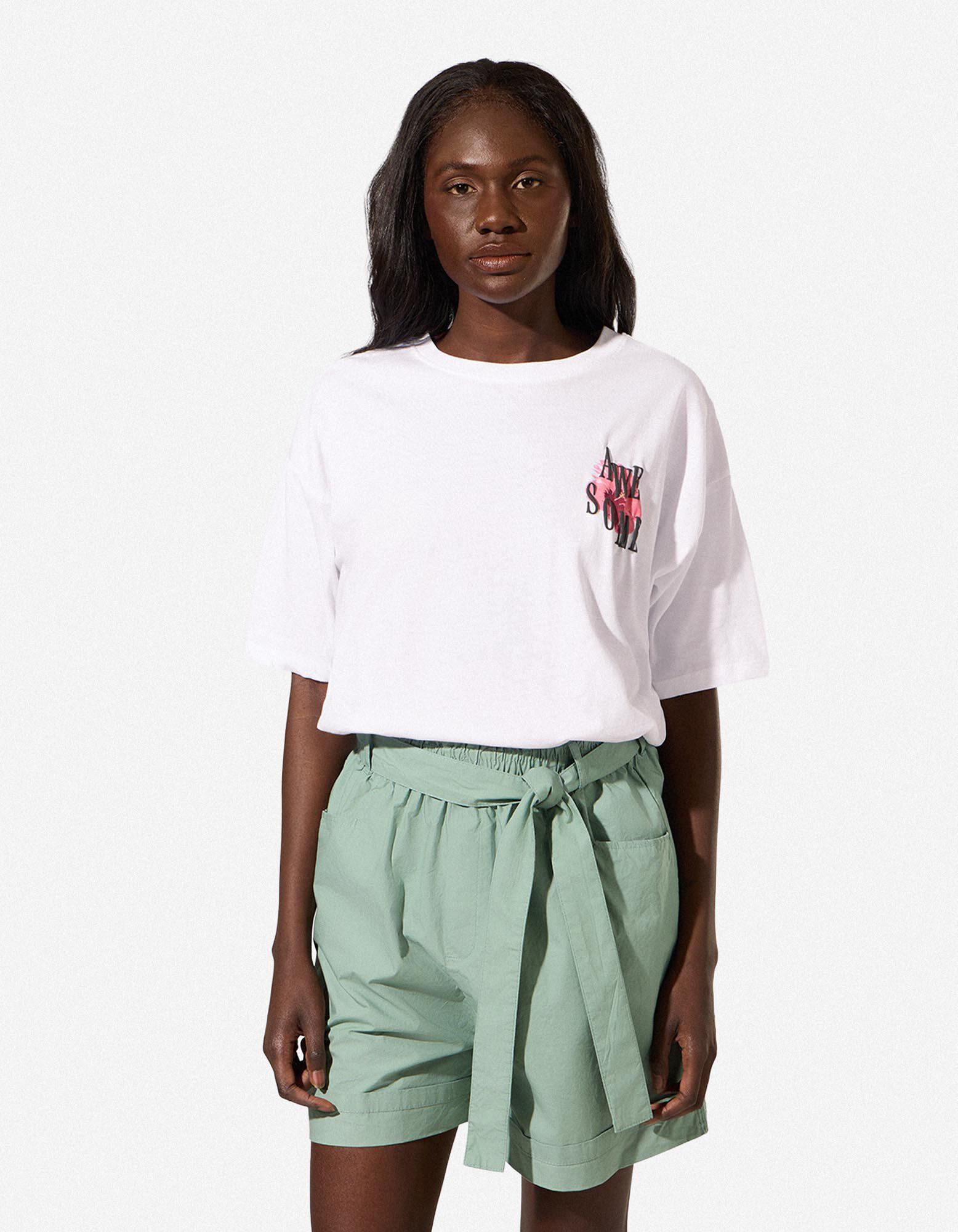 T-shirt - Afdrukken achteraan - wit - wit