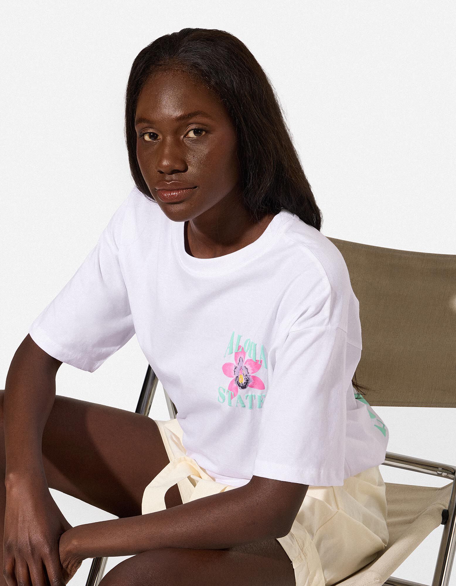 T-shirt - Afdrukken achteraan - wit - wit