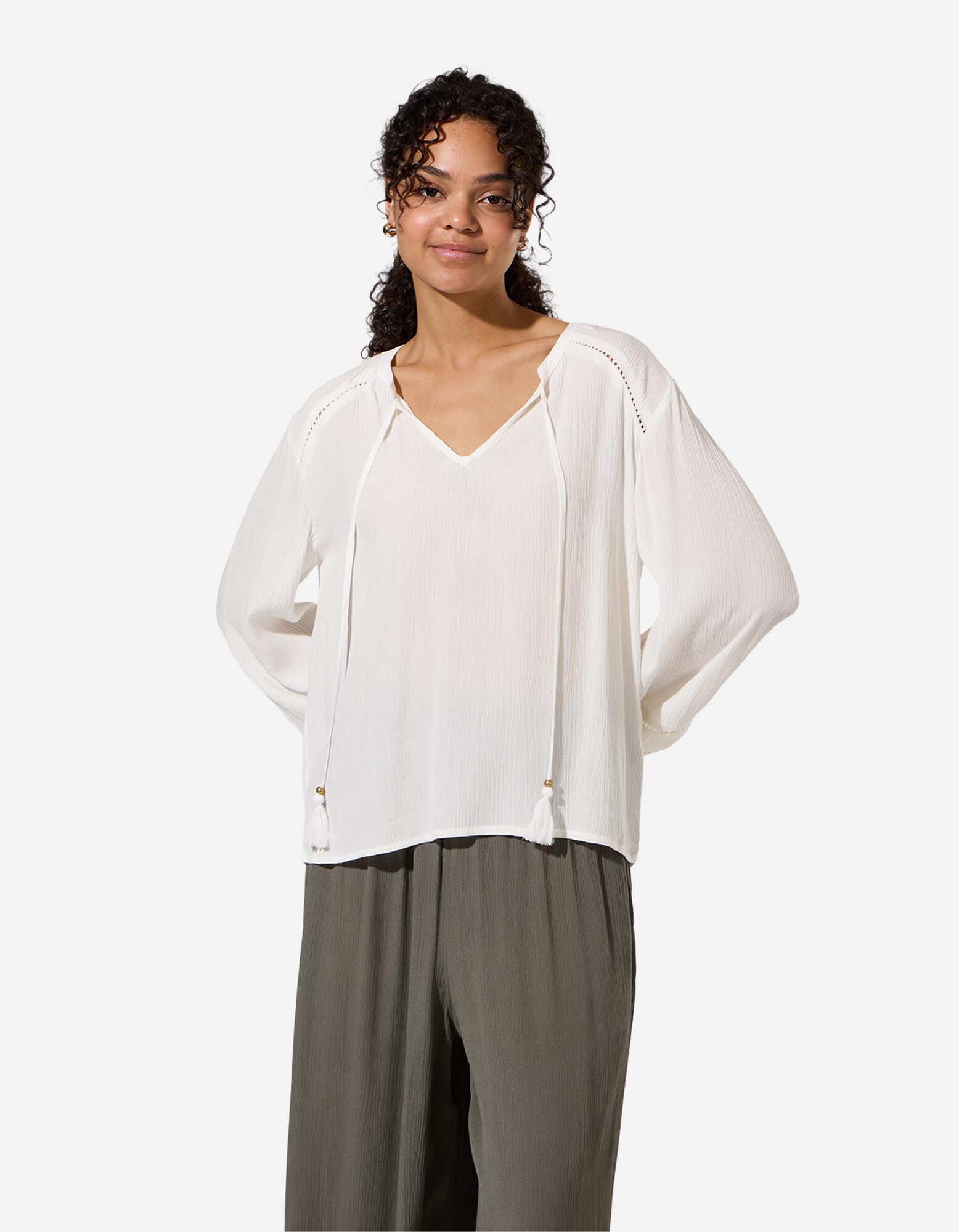 Blouse - Effen - Off-White - Off-White