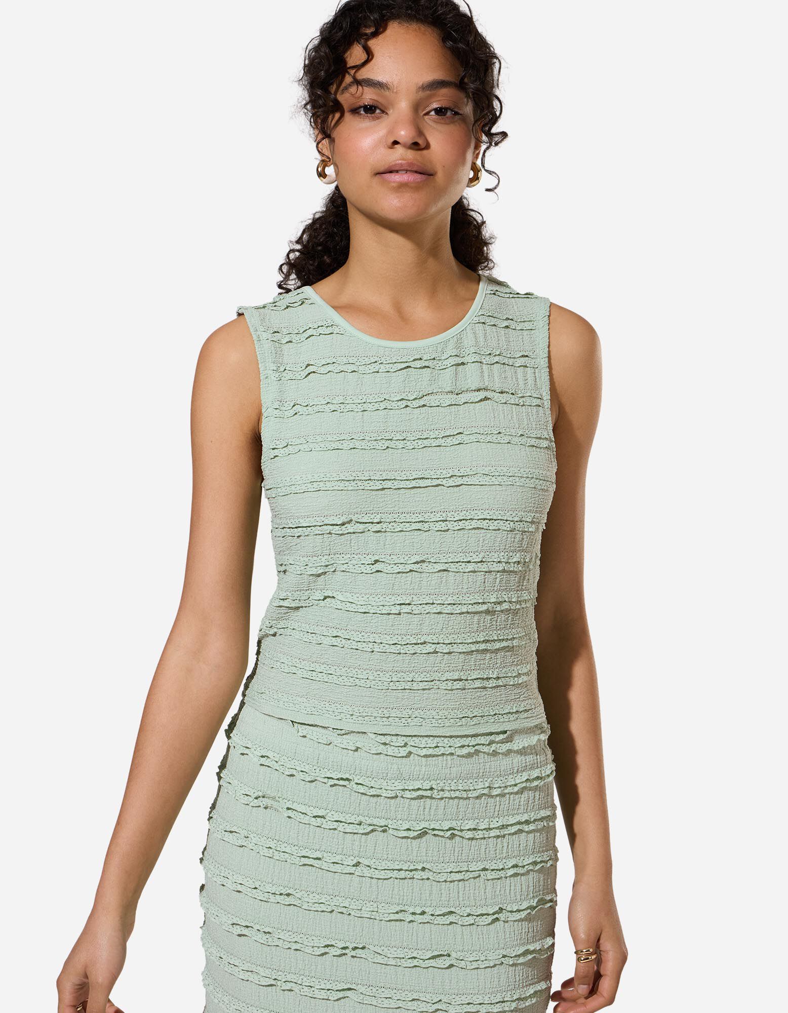 Cropped top - Kant - Mintgroen - Mintgroen