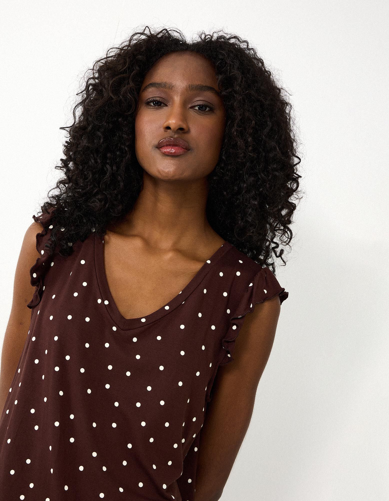 Top - Polkadots - Donkerbruin - Donkerbruin