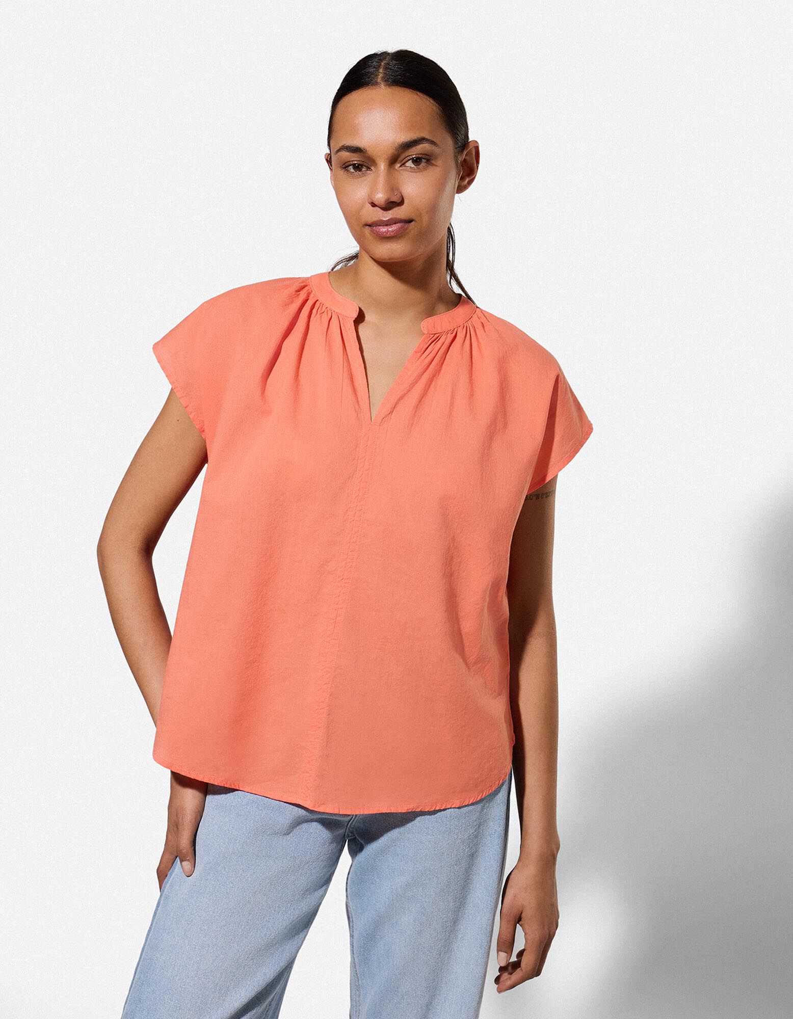 Blouseshirt - Effen - rood - rood