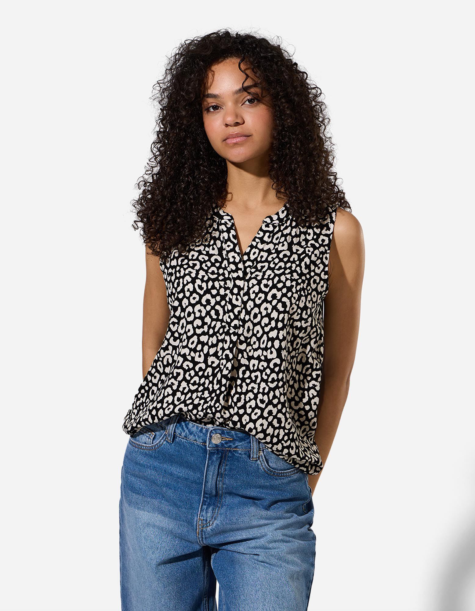 blousetop - Print all-over - Zwart - Zwart