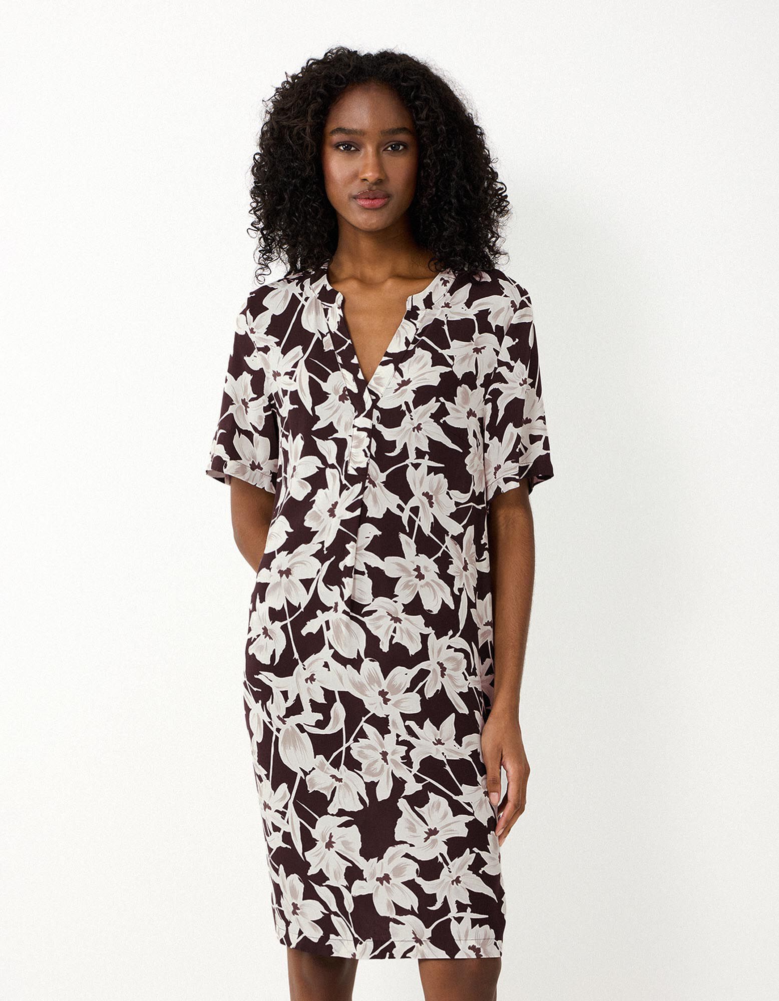 Jurk - Print all-over - Donkerbruin - Donkerbruin
