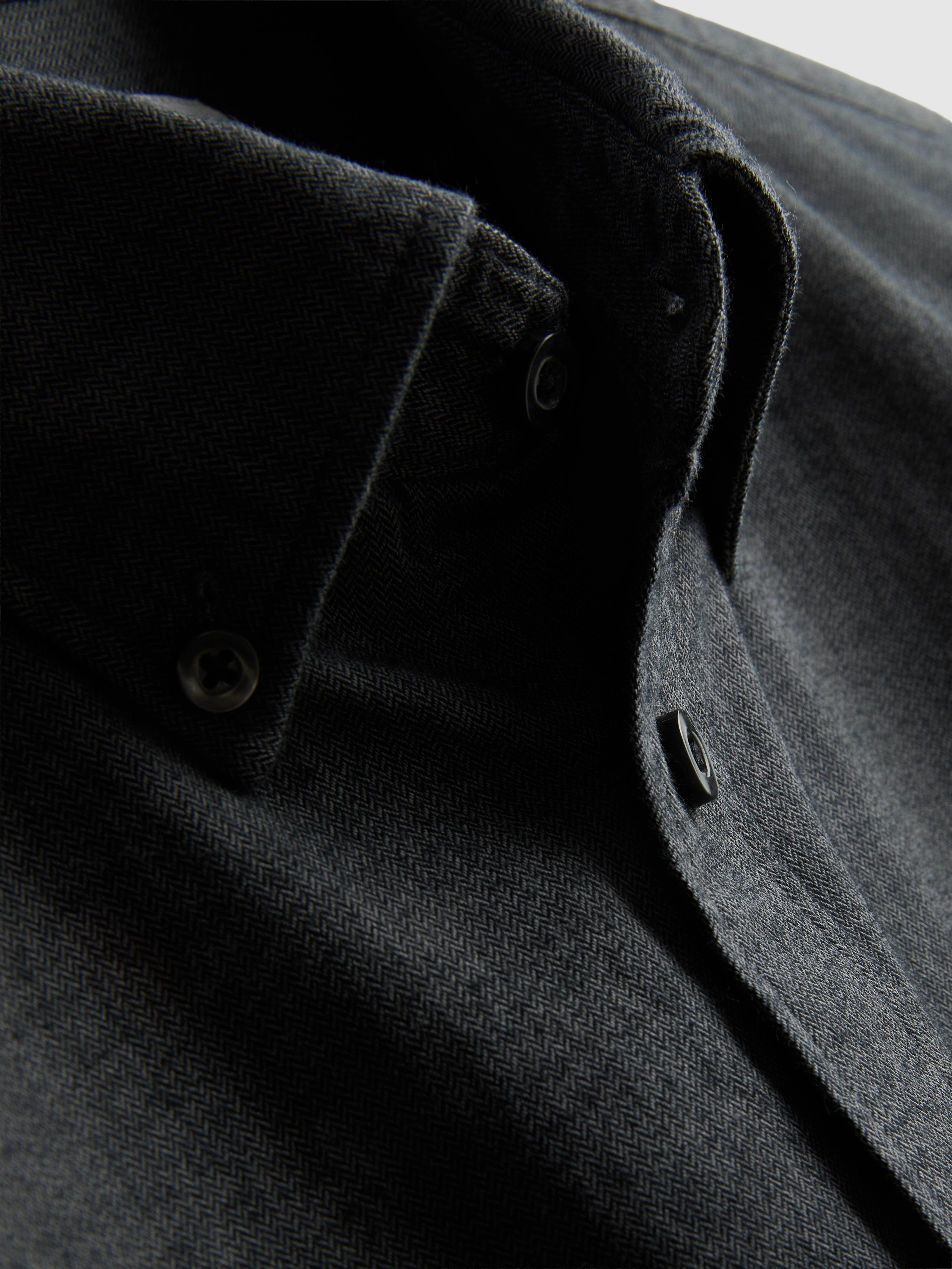 Pure Cotton Button-Down Shirt - Charcoal