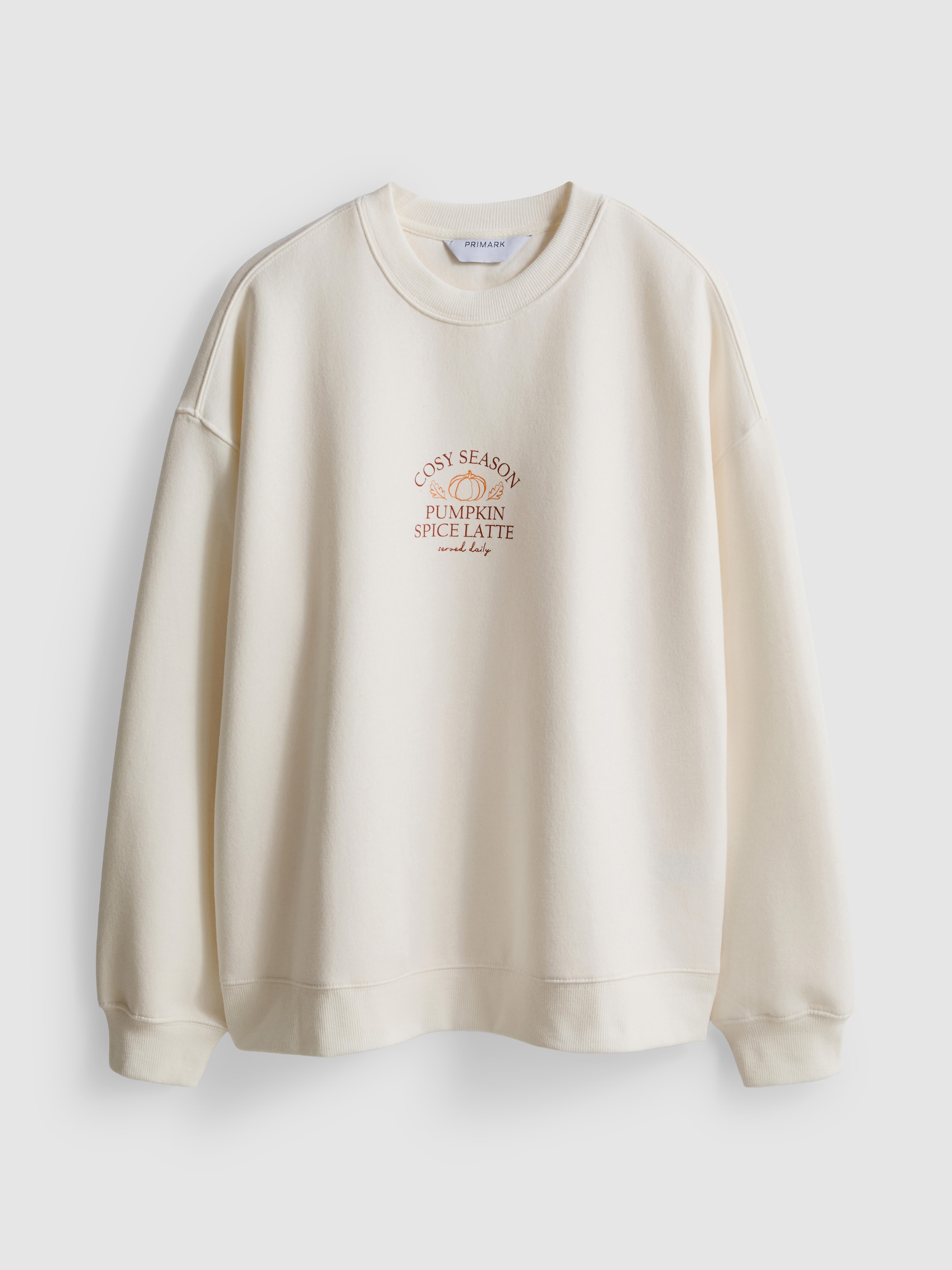 Cotton Blend Relaxed Graphic Sweatshirt - Ivory