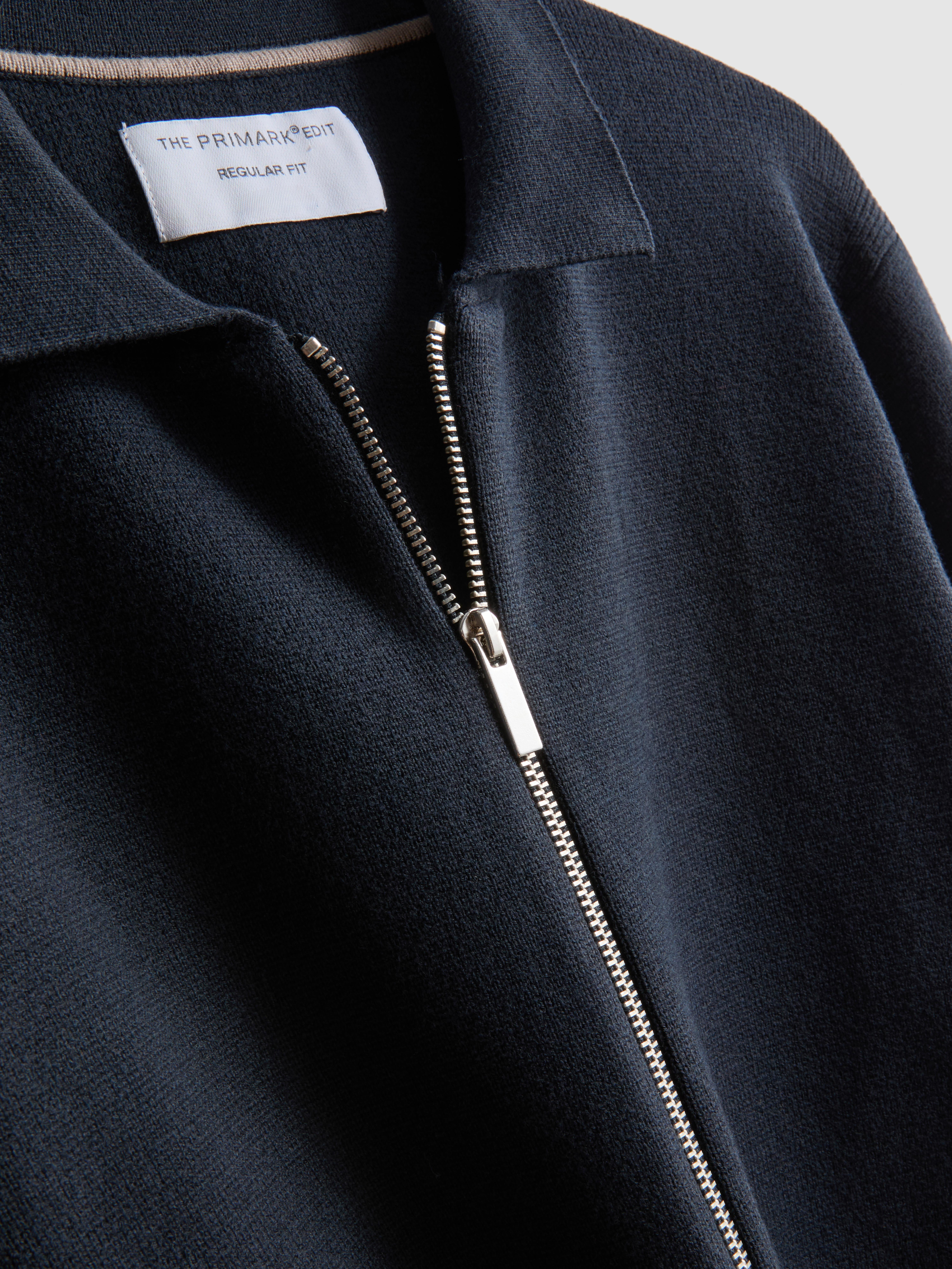 The Edit Knitted Harrington Jacket - Navy