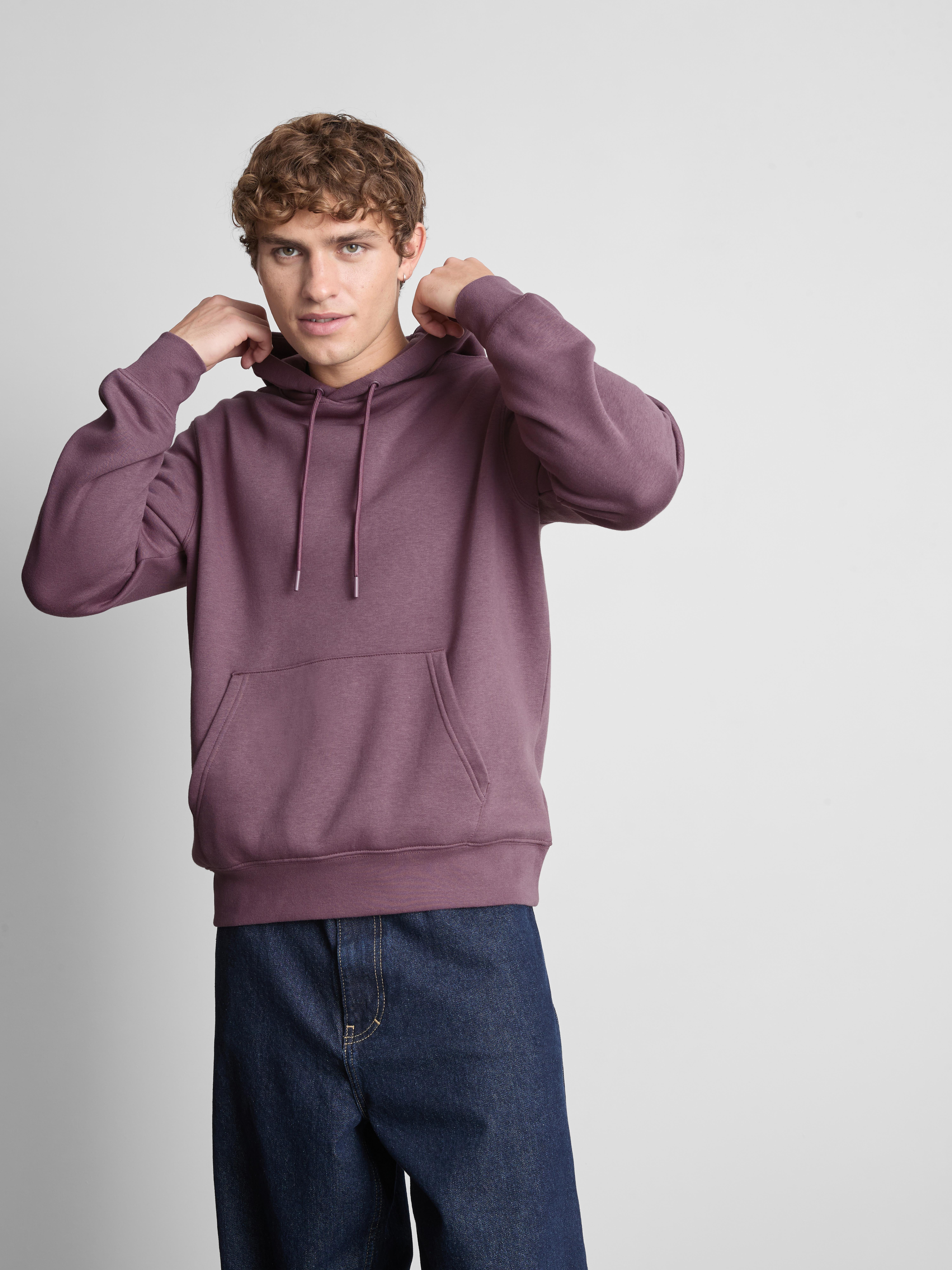 Cotton Blend Overhead Hoodie - Plum