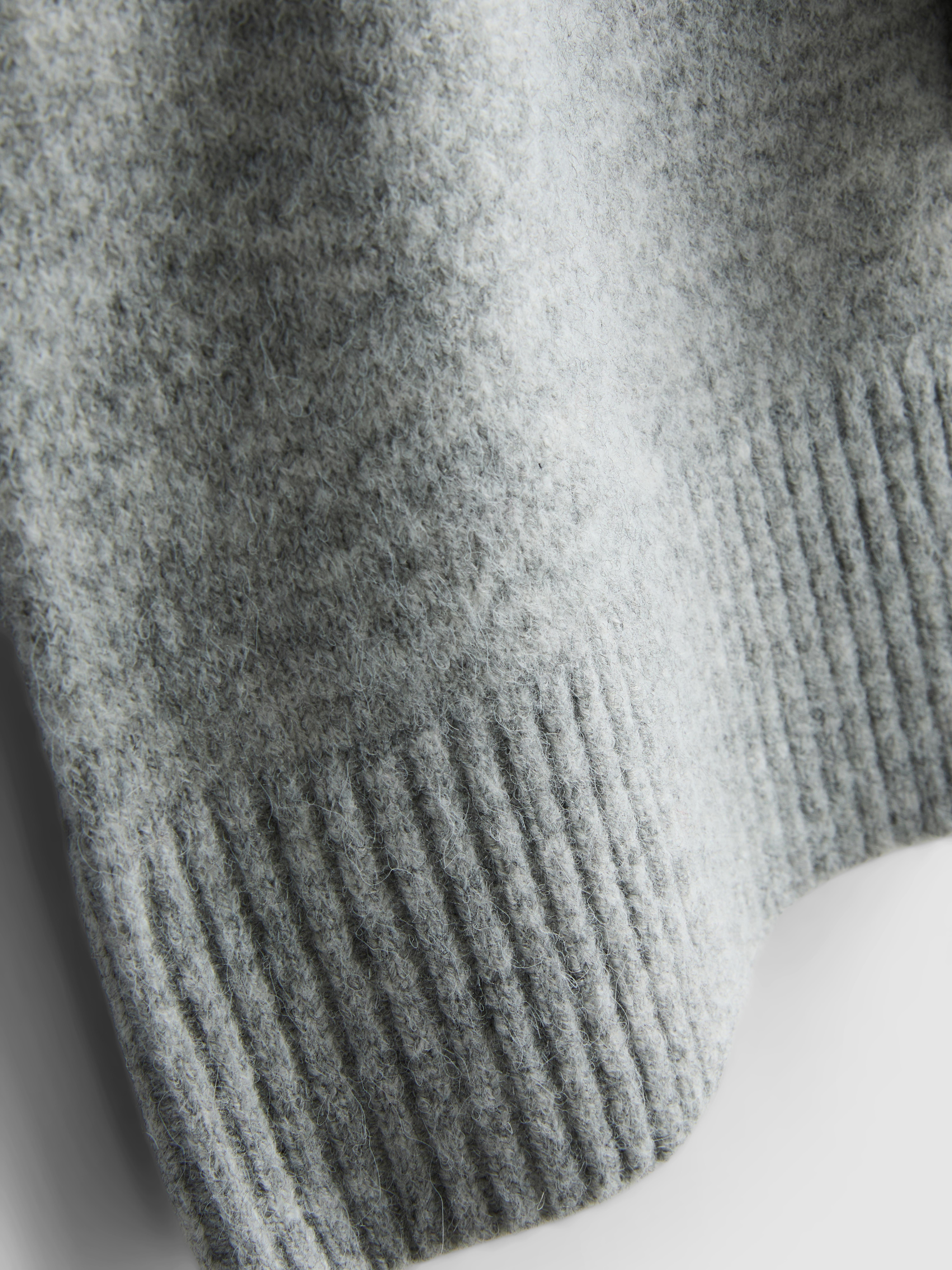 Knitted Tie Neck Tee - Light Gray