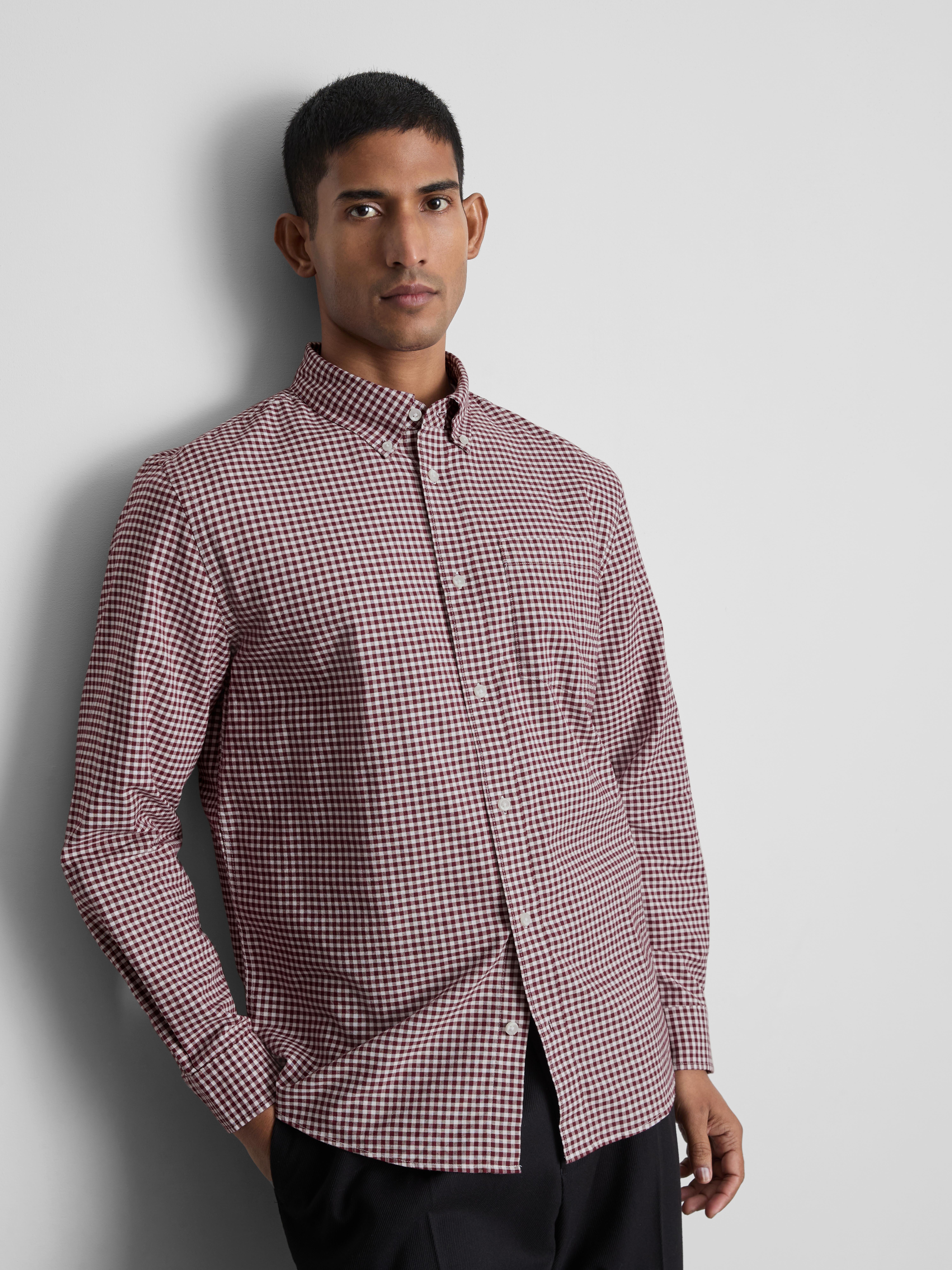 Pure Cotton Oxford Shirt - Burgundy