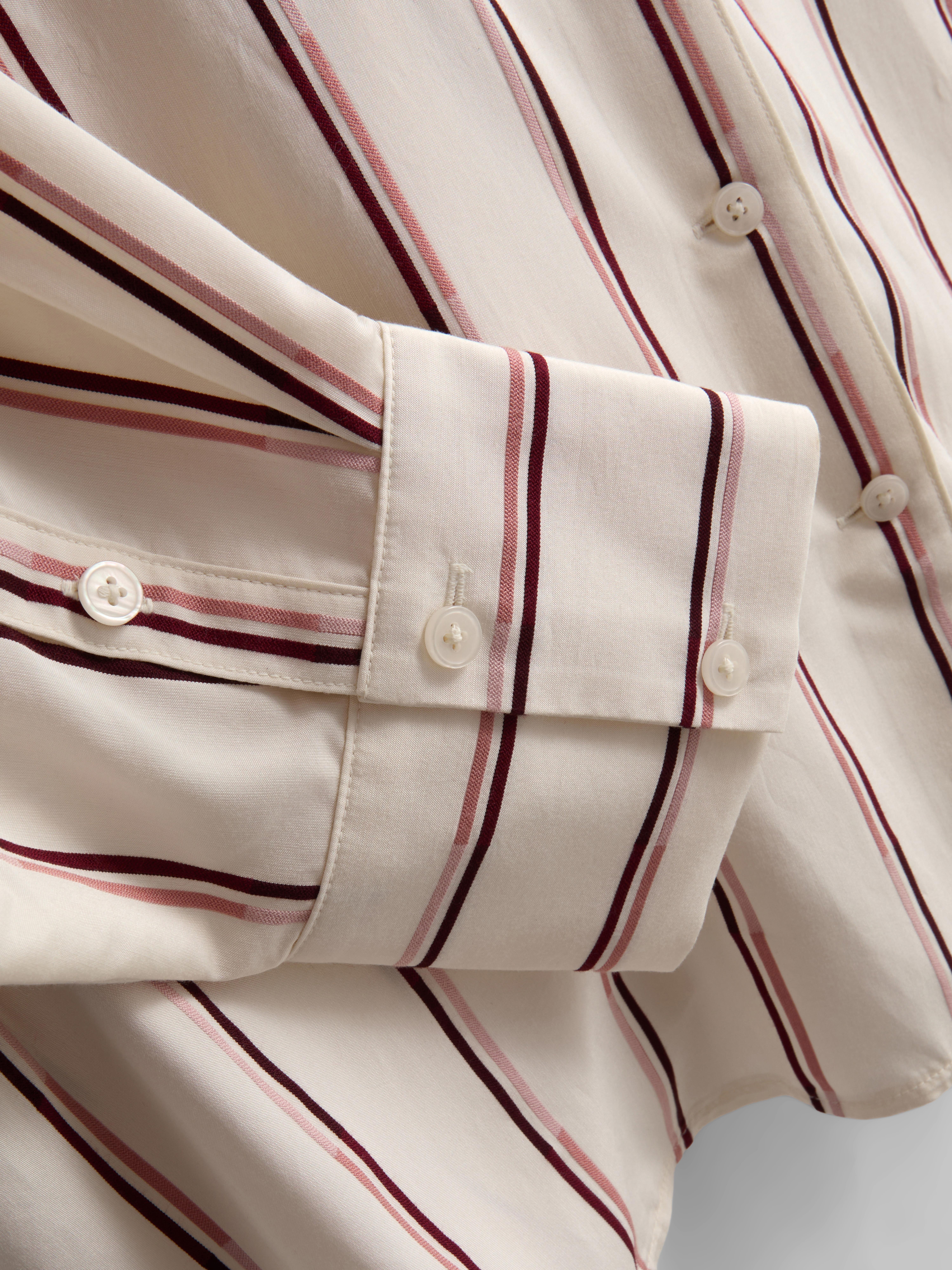 The Edit Asymmetrical Collar Striped Shirt - Wine
