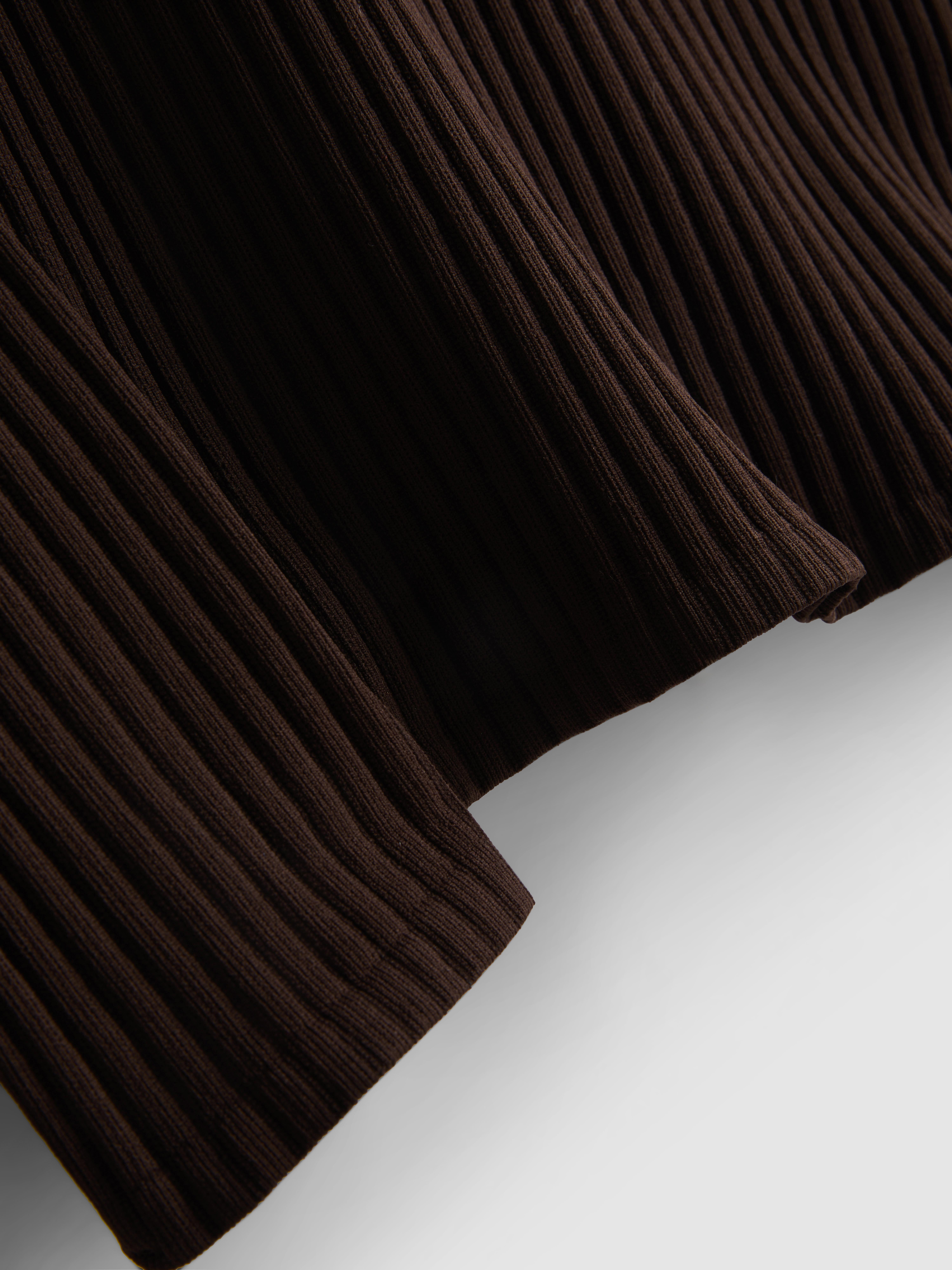 Ribbed Long-Sleeve Squareneck Top - Chocolate