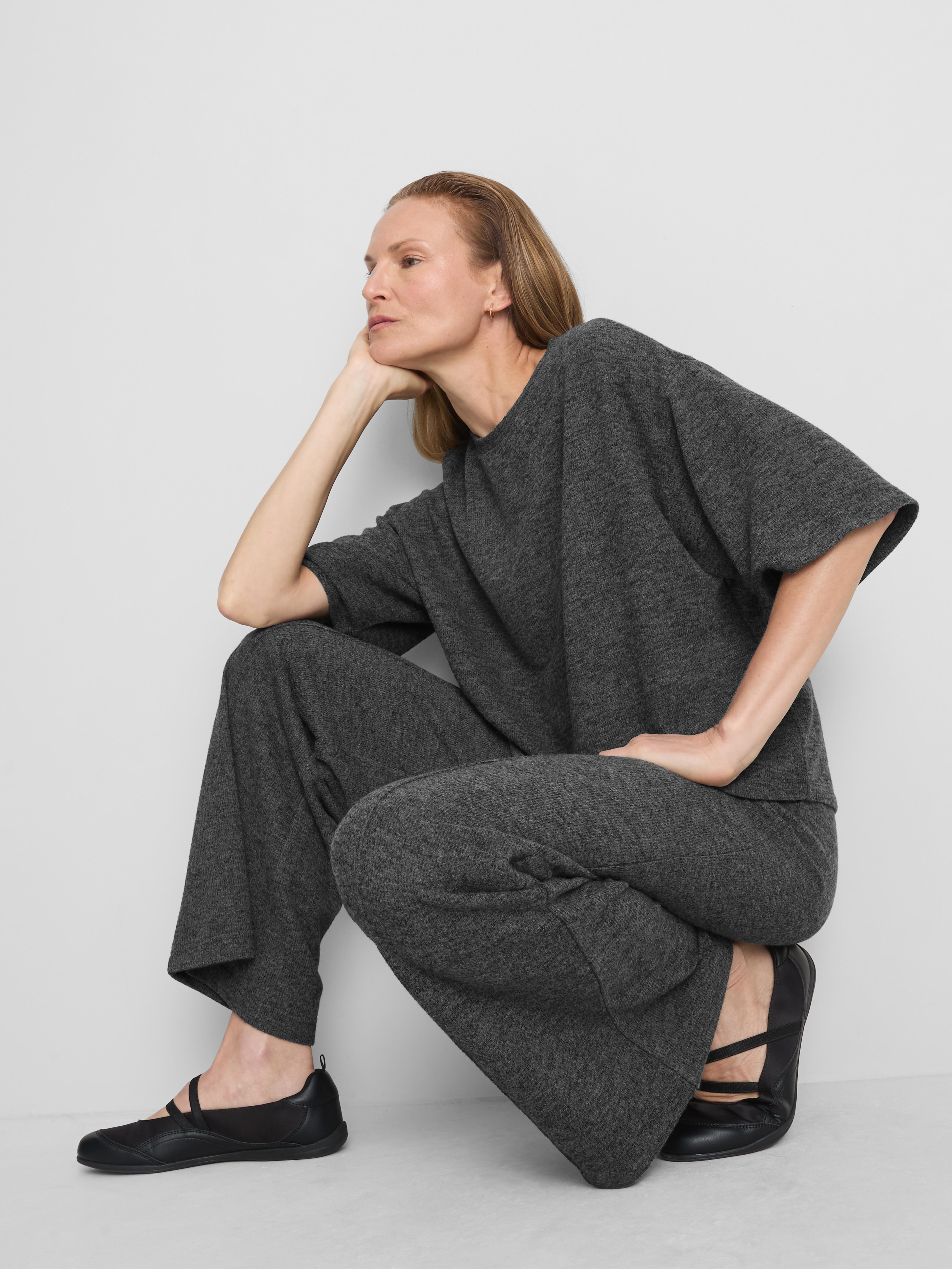 Cozy Wide Leg Sweatpants - Charcoal Heather