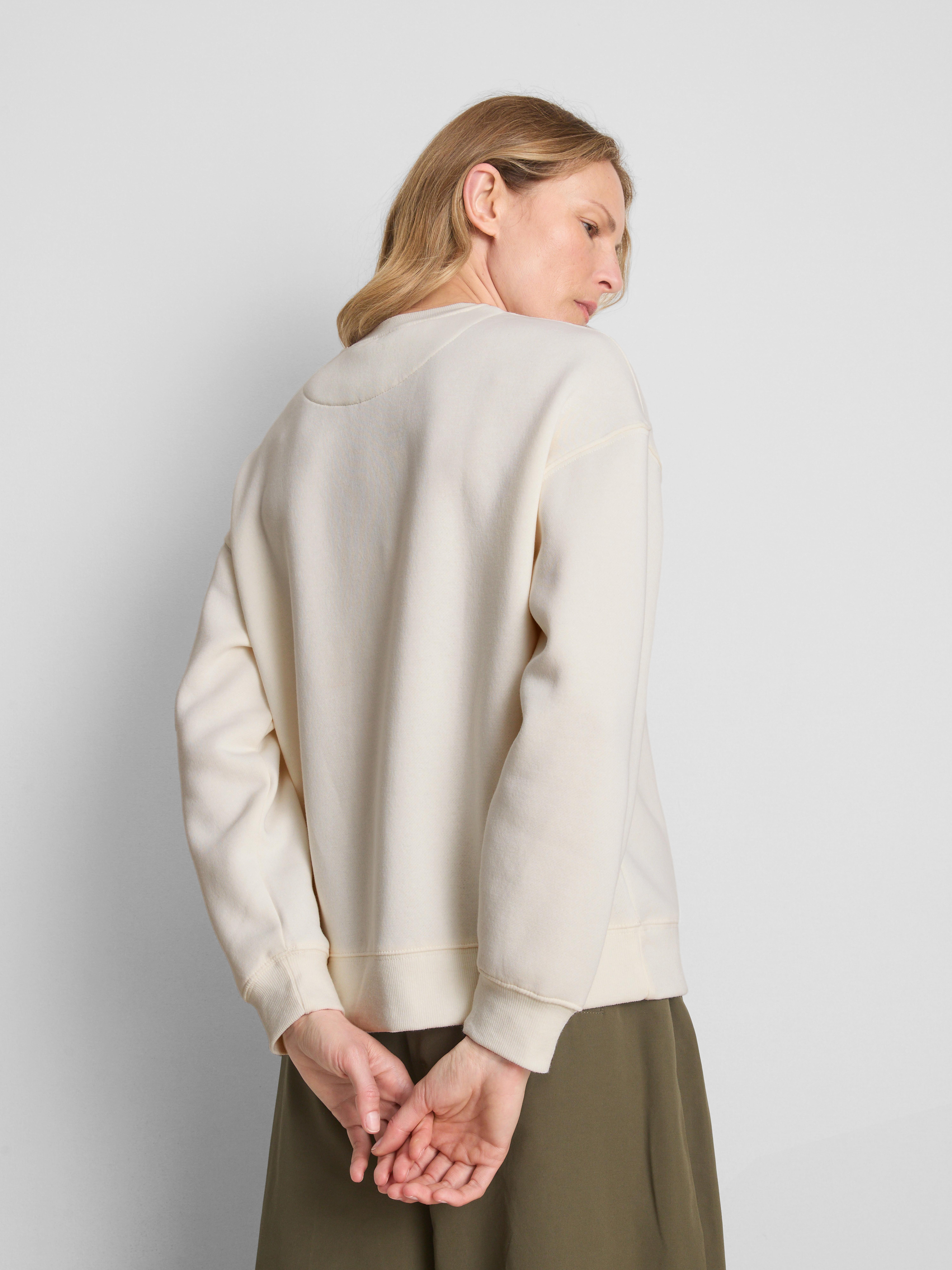 Cotton Blend Relaxed Graphic Sweatshirt - Ivory