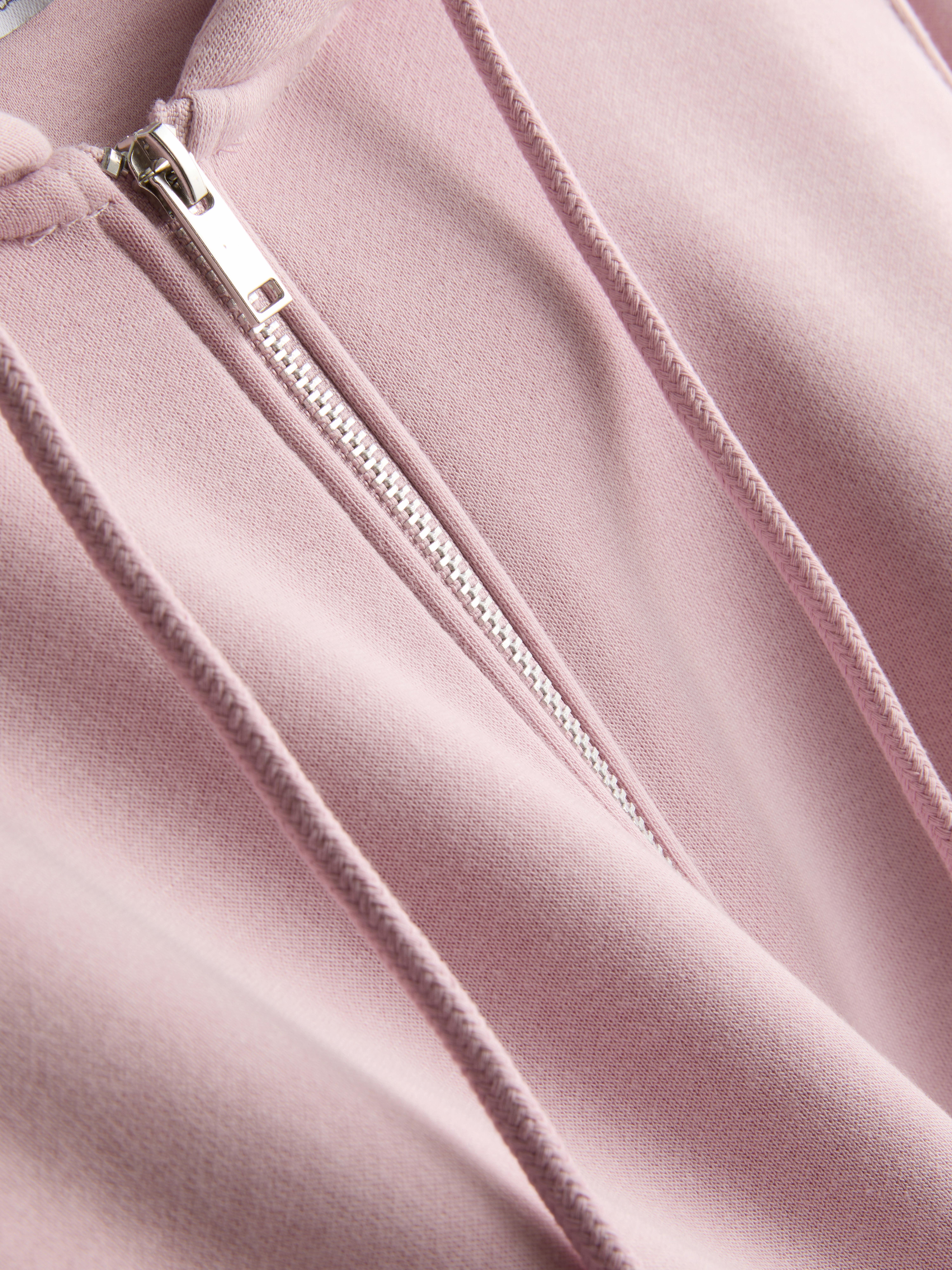 Essential Cotton Blend Zip Through Hoodie - Light Pink