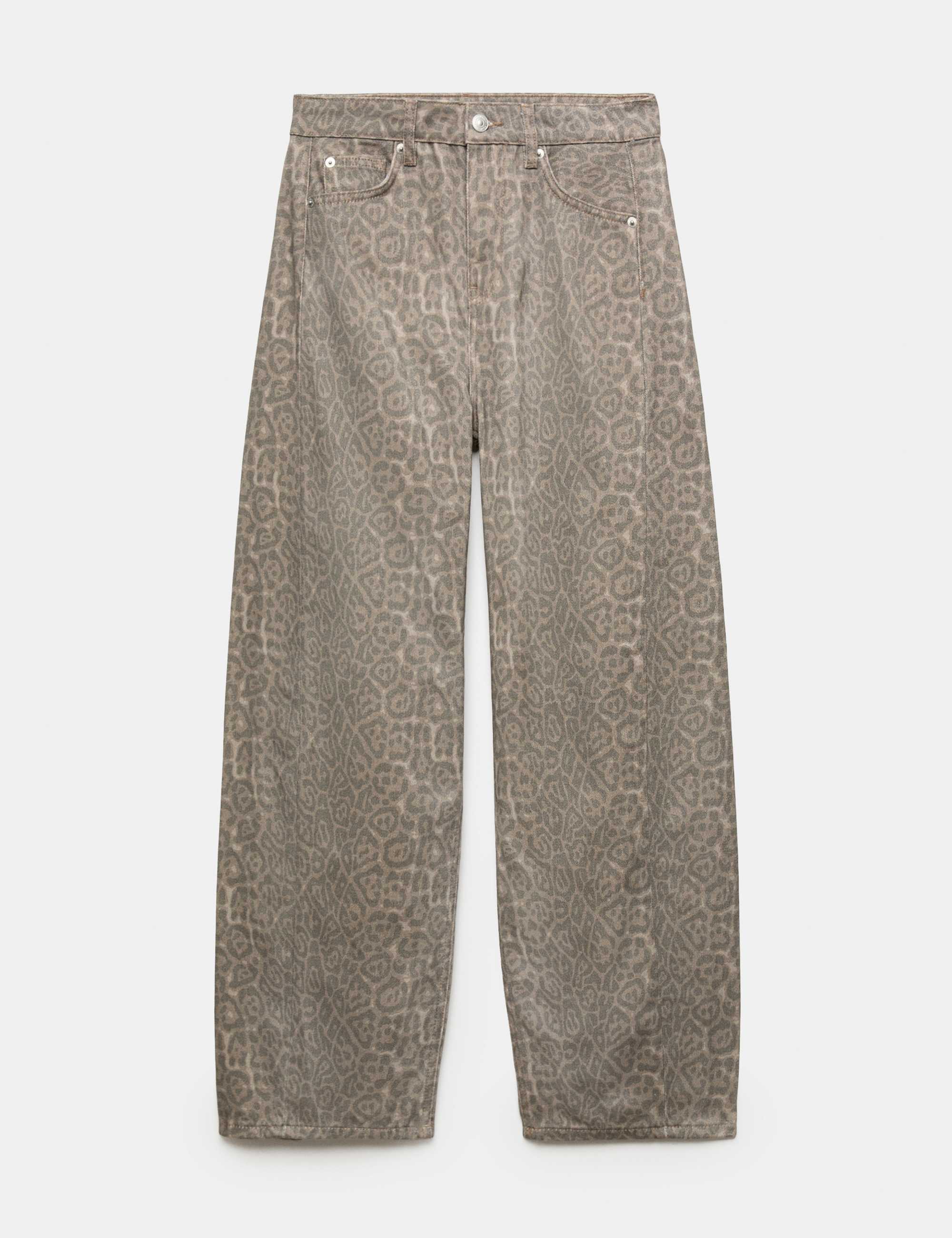 Mid Rise Animal Barrel Jeans