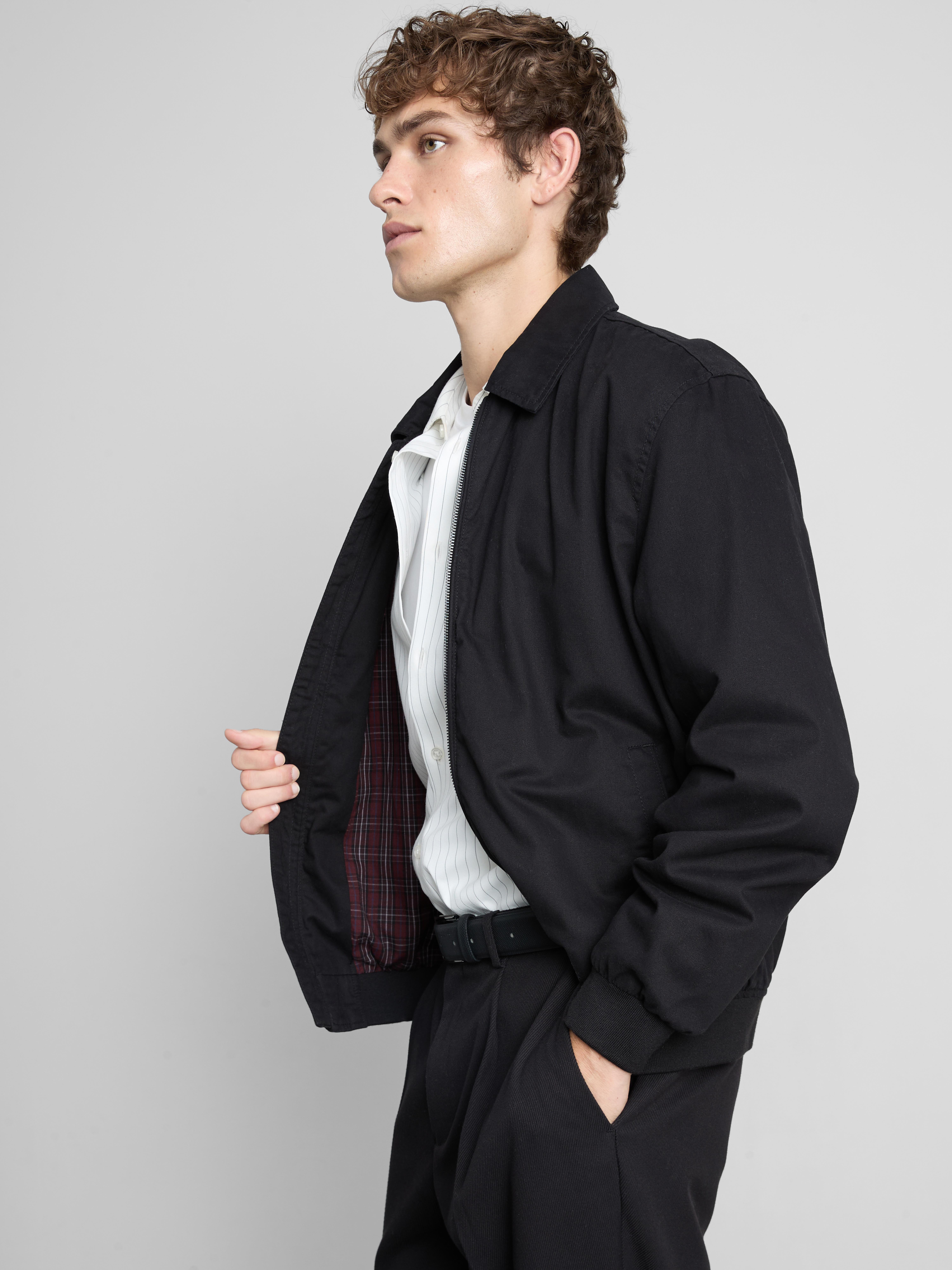 Collared Harrington Jacket - Black