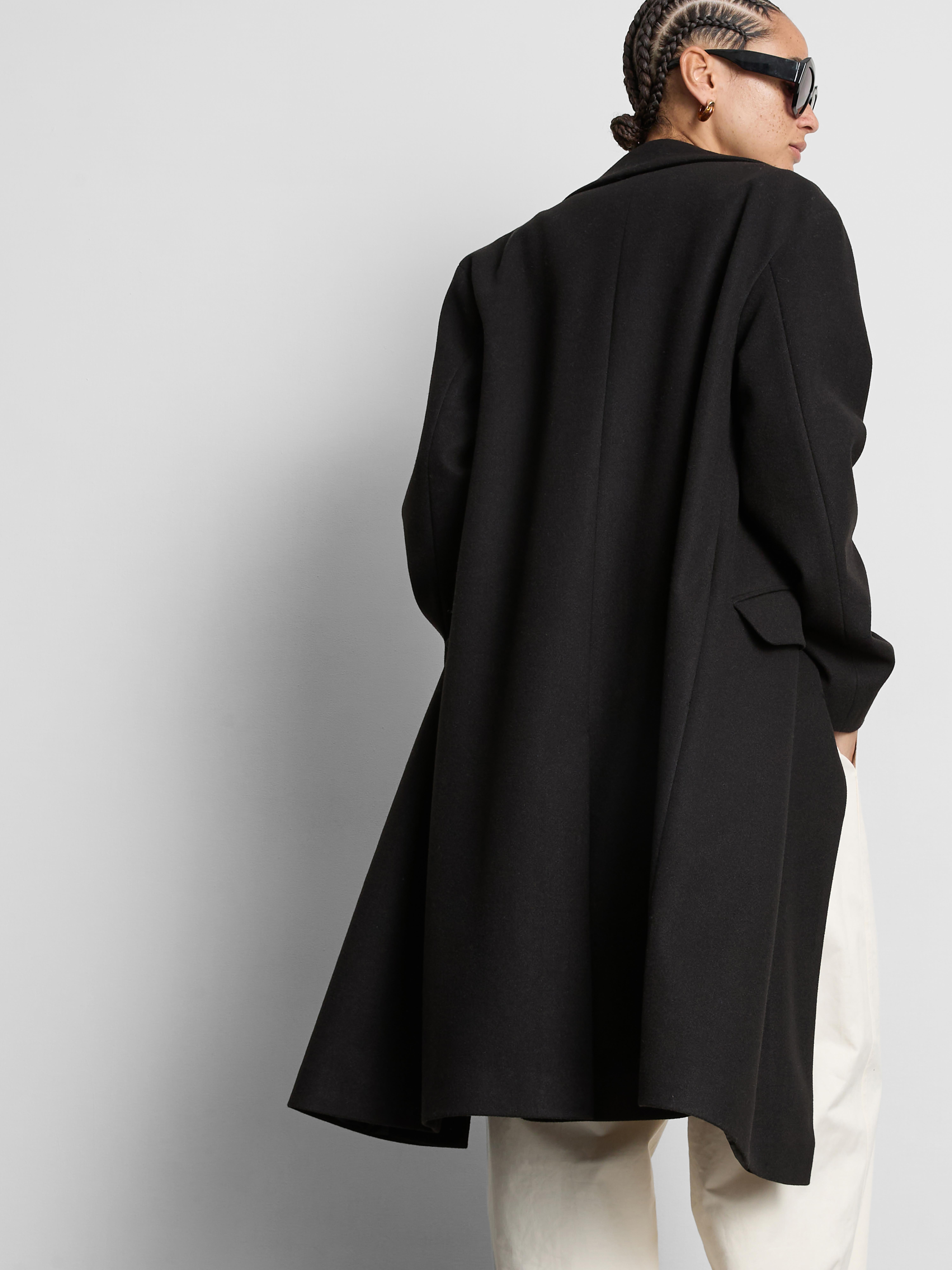 Single-Breasted Overcoat - Black