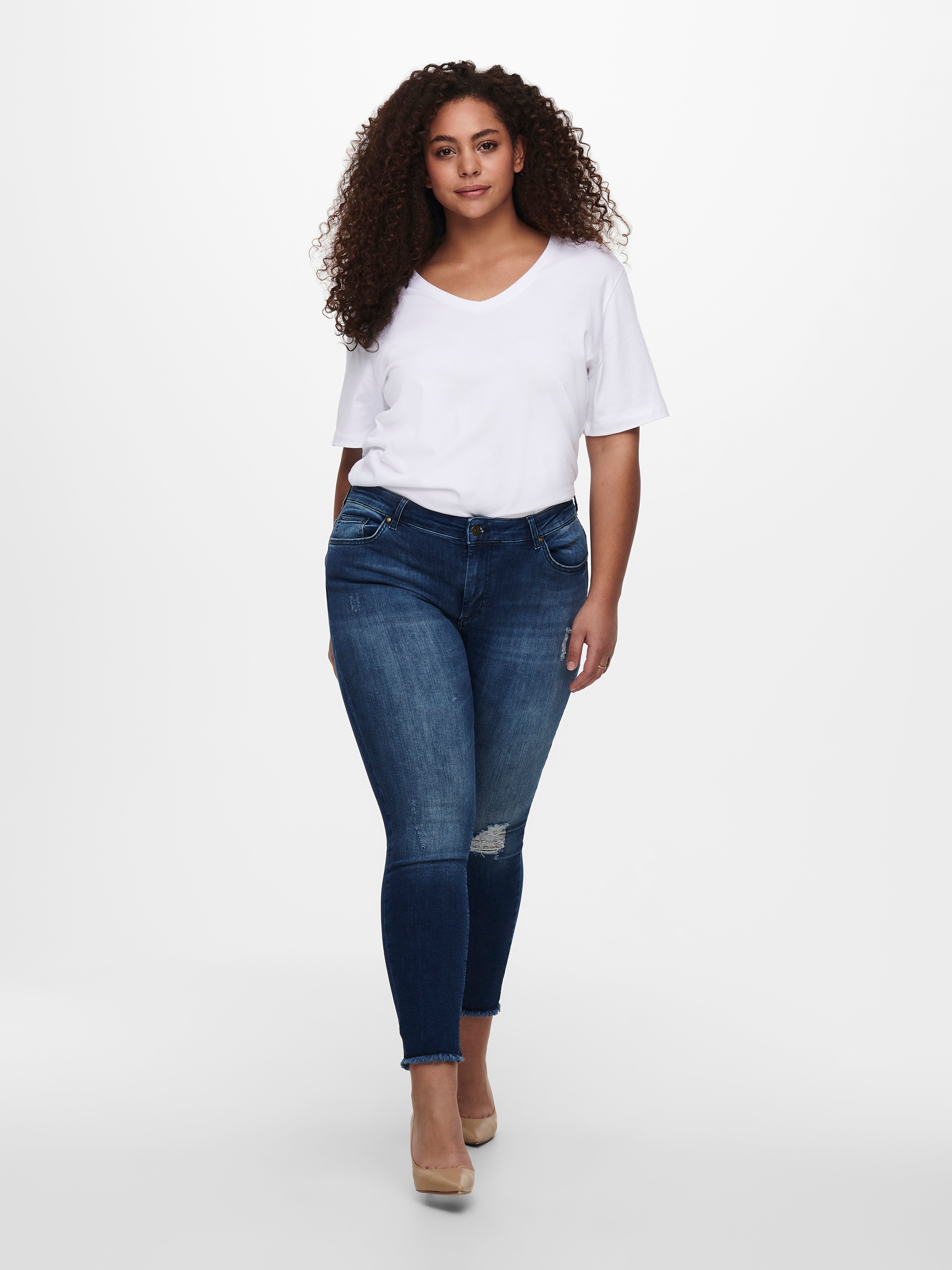 CARWILLY Regular waist Skinny Fit Ankle length Jeans Medium Blue Denim