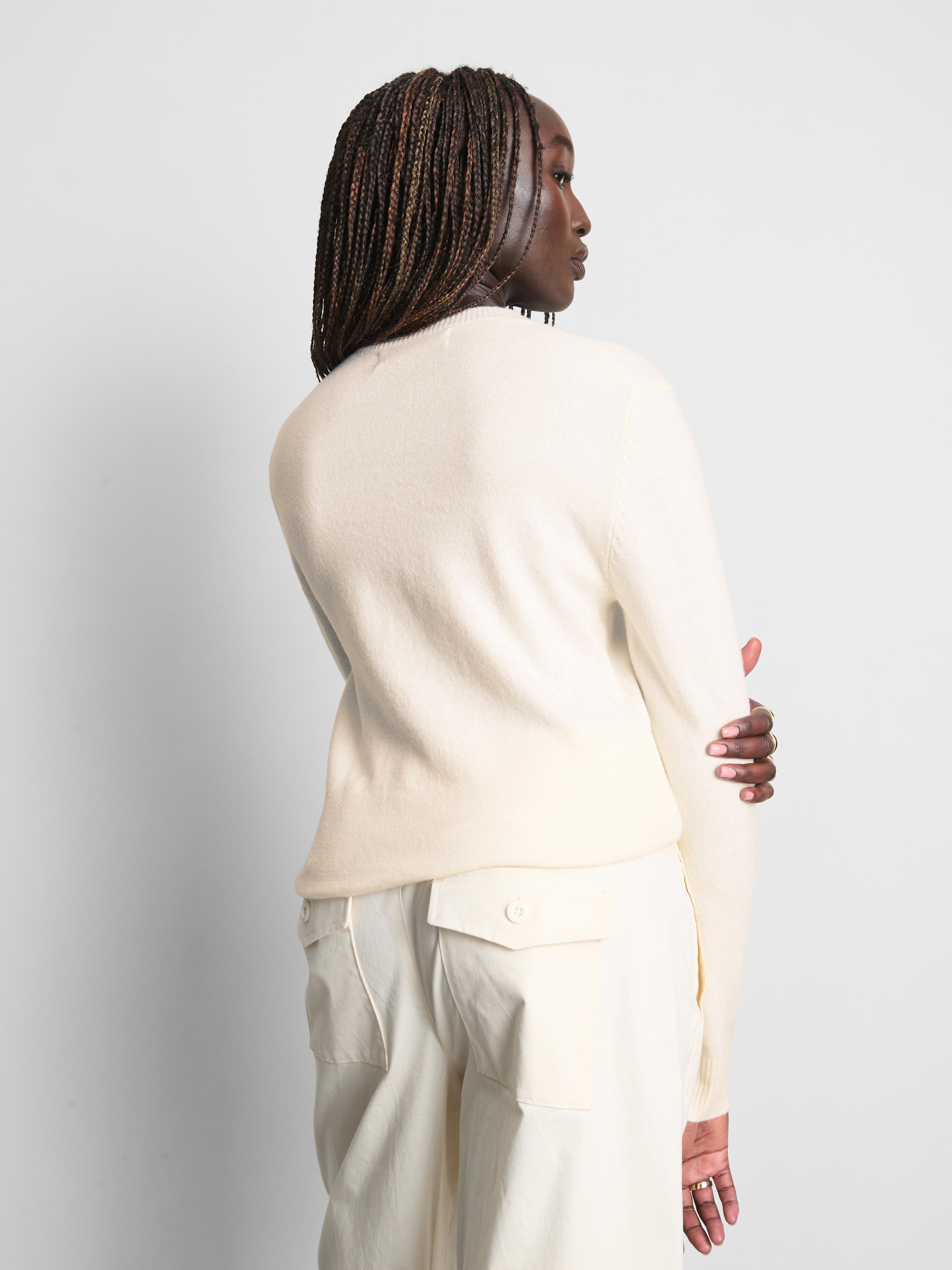 Knitted V-Neck Sweater - Ivory