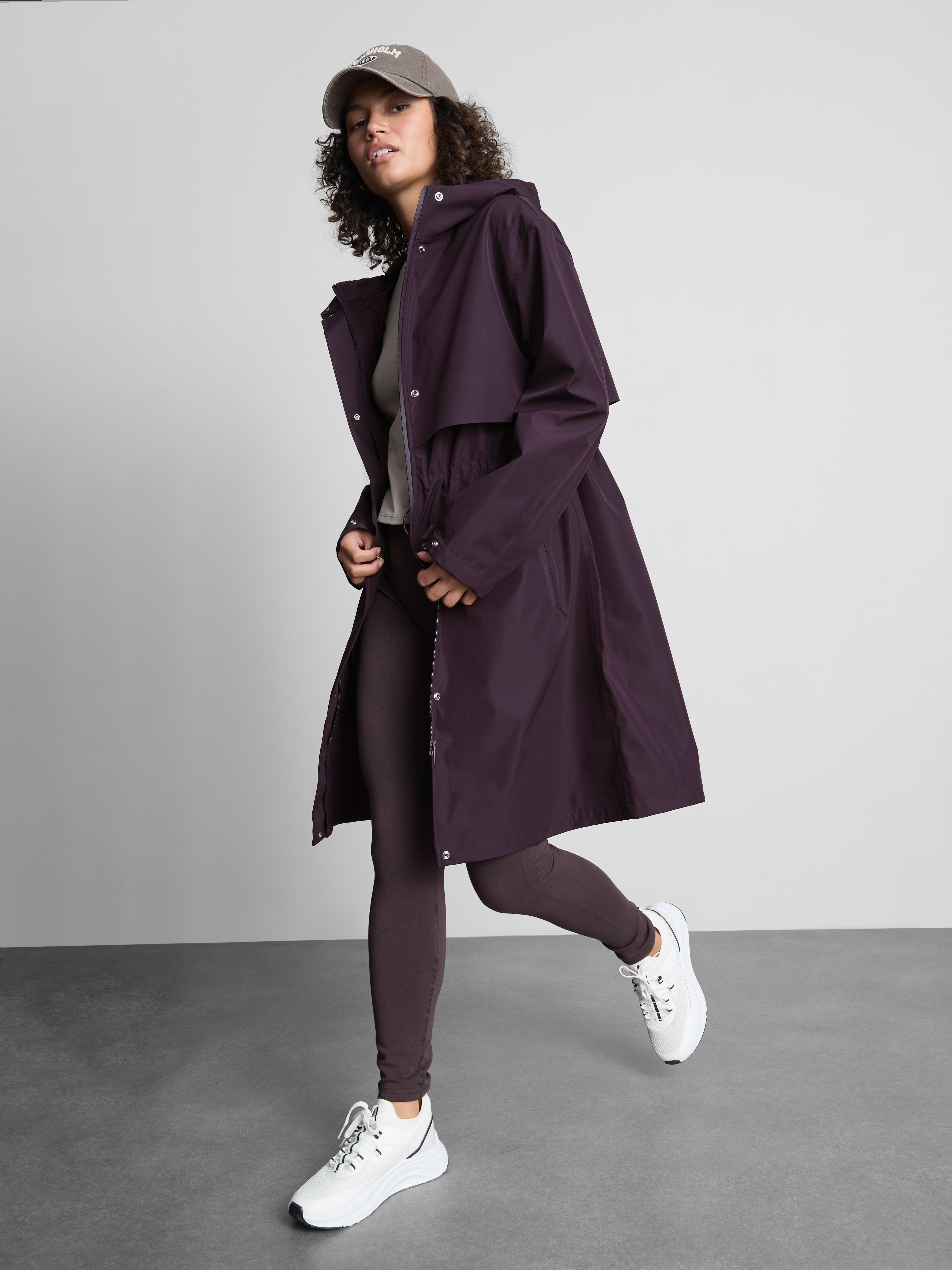 Cinch Detail Longline Raincoat - Fig