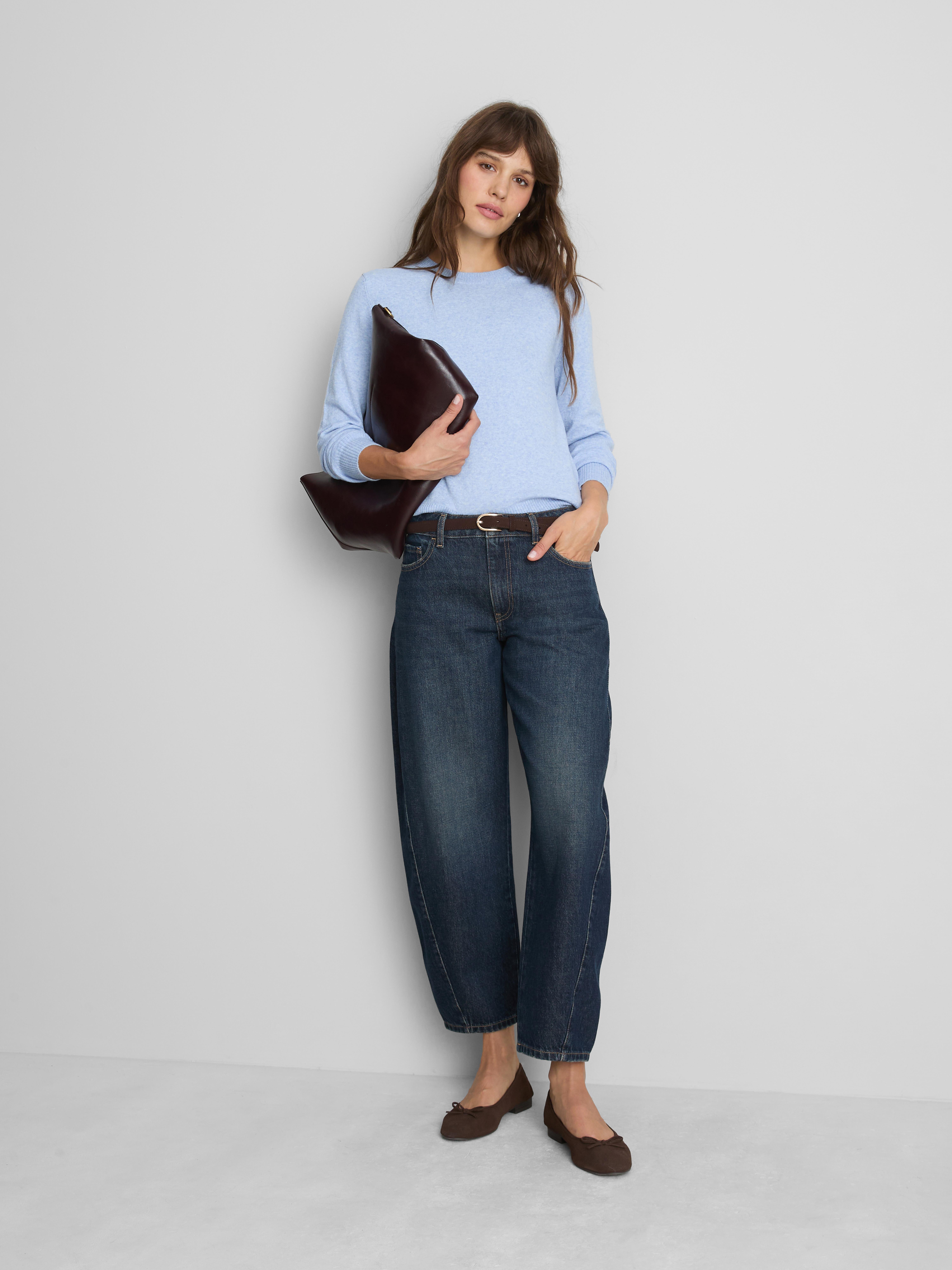 Soft Knitted Crew Neck Sweater - Blue