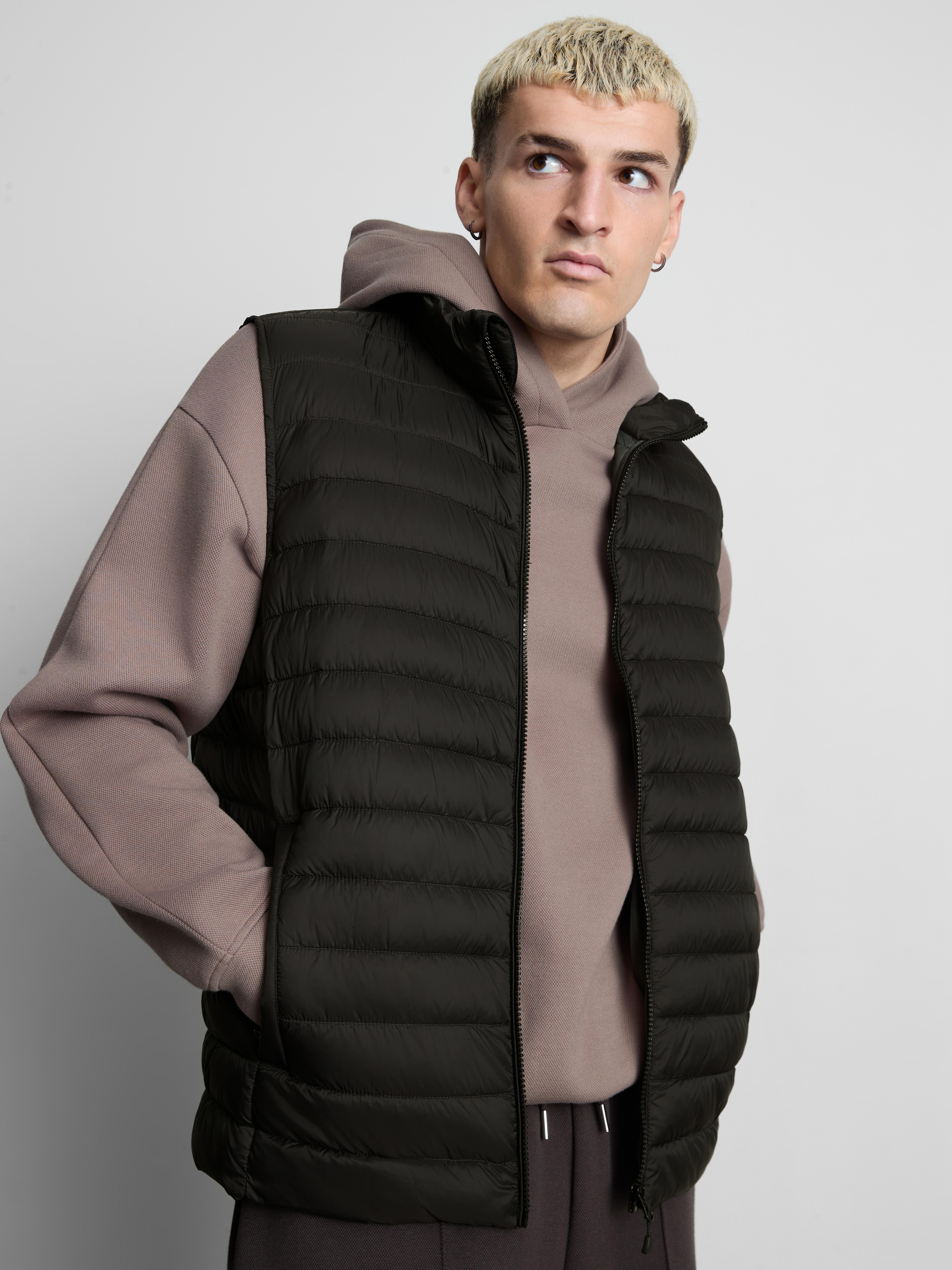 Padded Zip Vest - Black