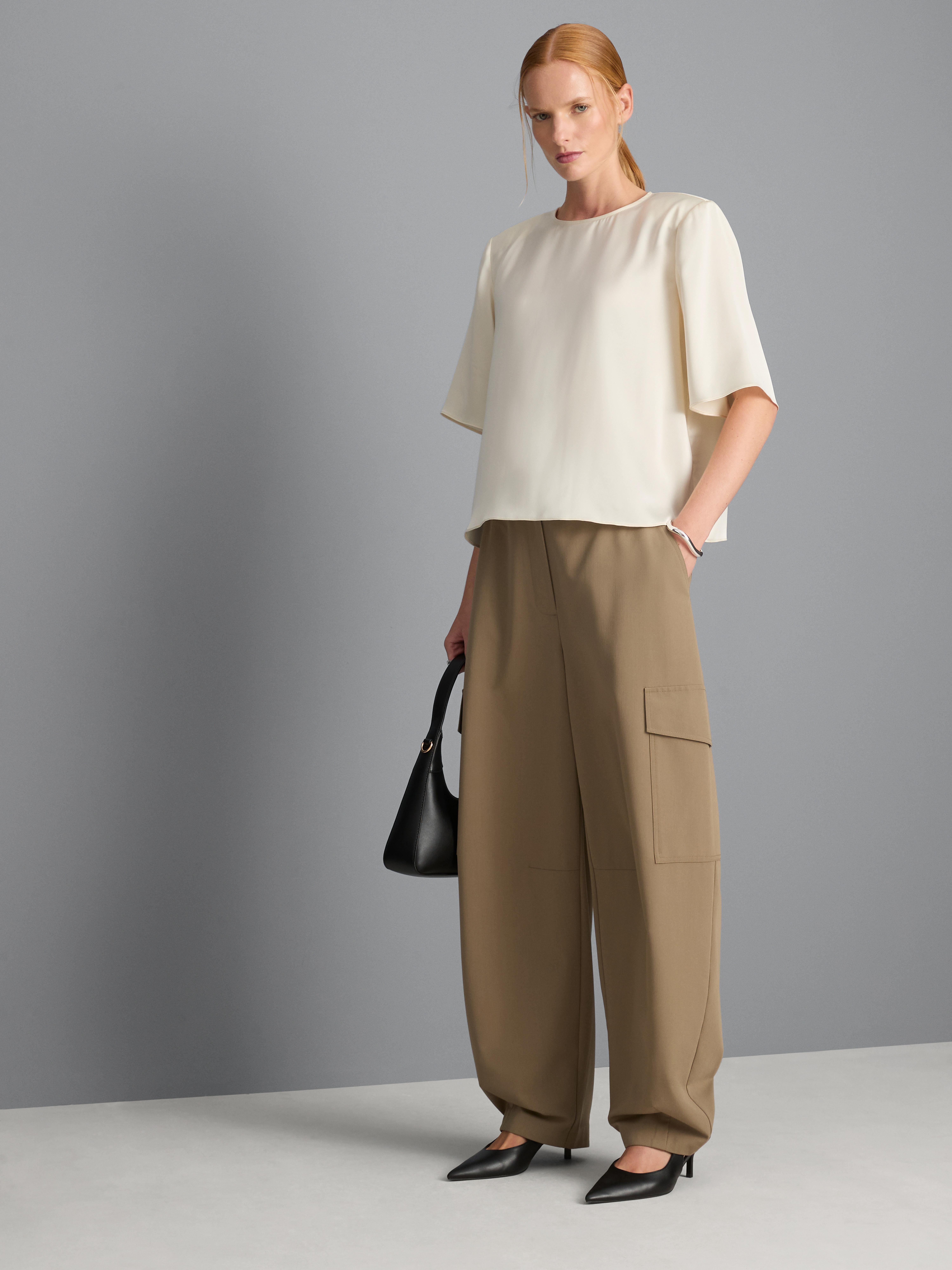 Satin Shoulder Pad Tee - Gold