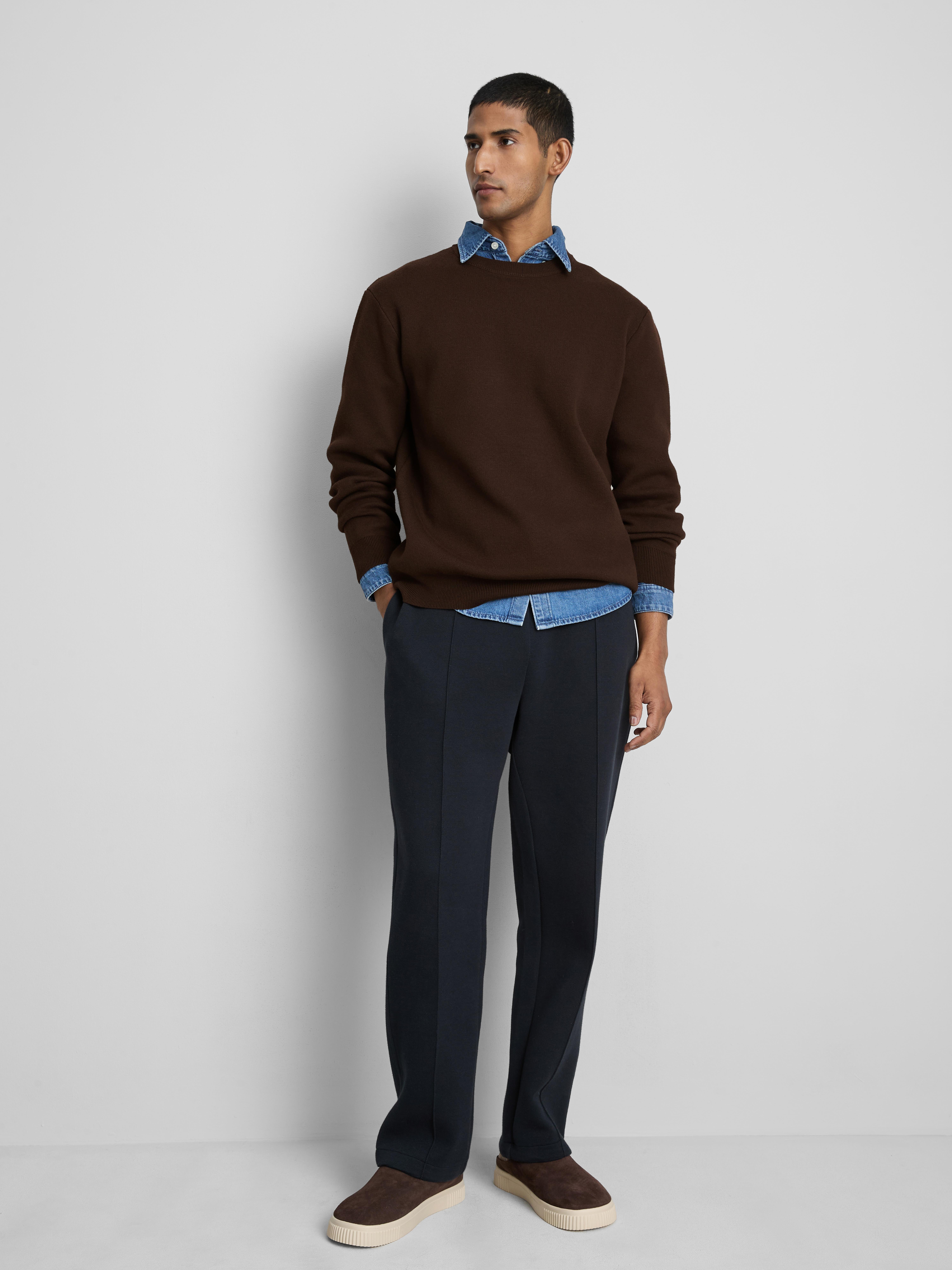 Crew Neck Sweater - Brown