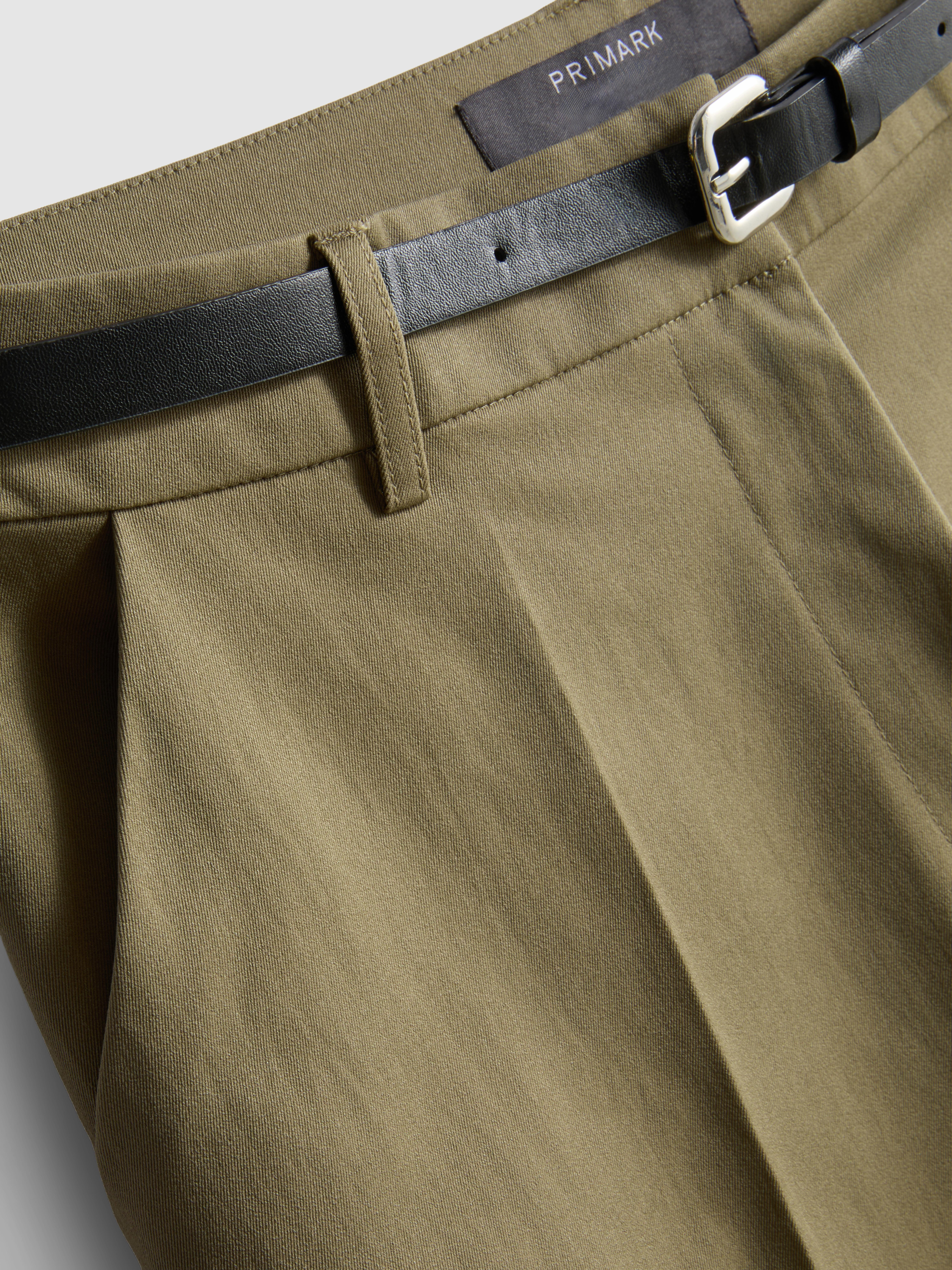 Belted Wide-Leg Pants - Olive