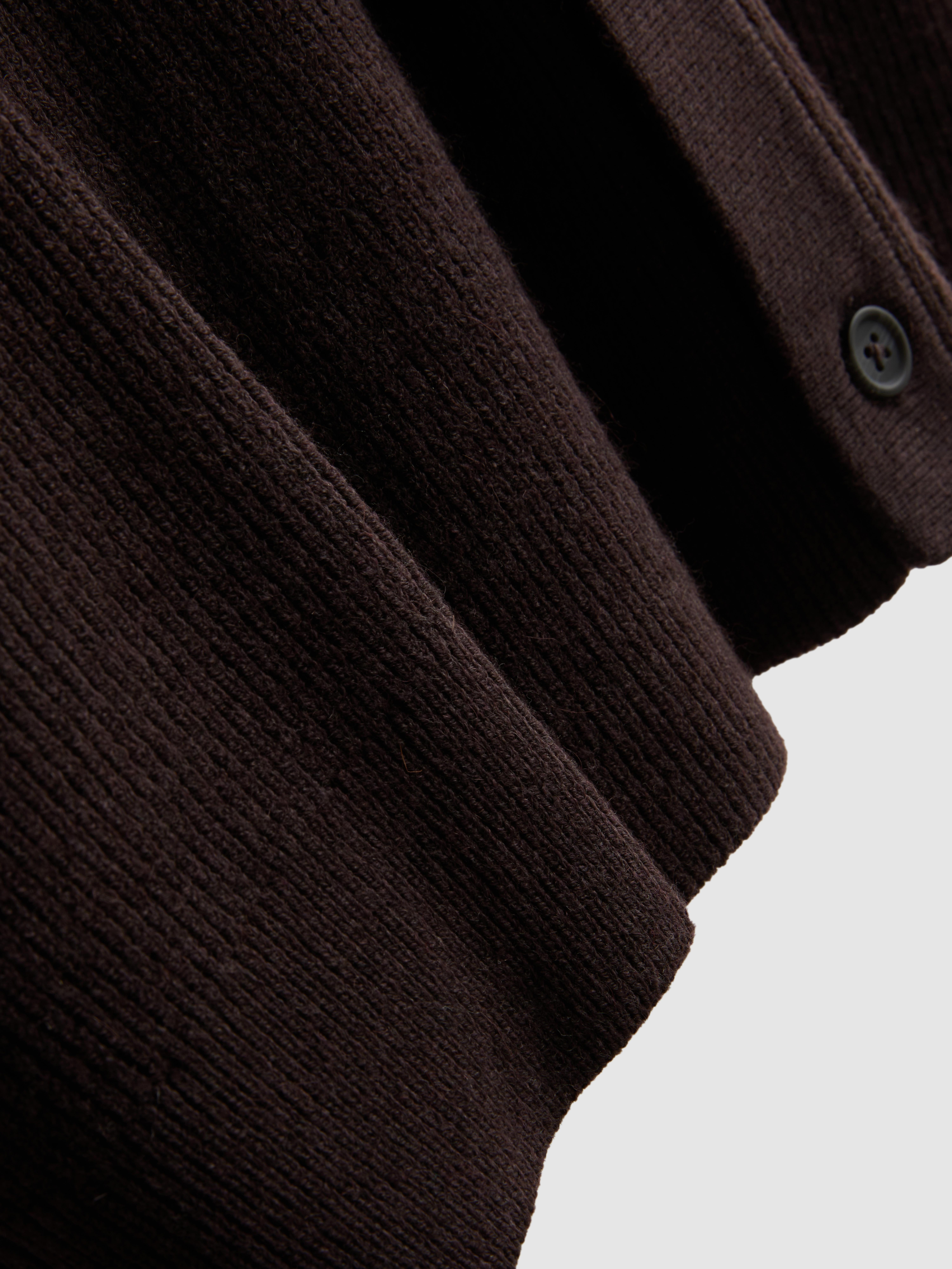Wool Blend Knitted Cardigan - Brown