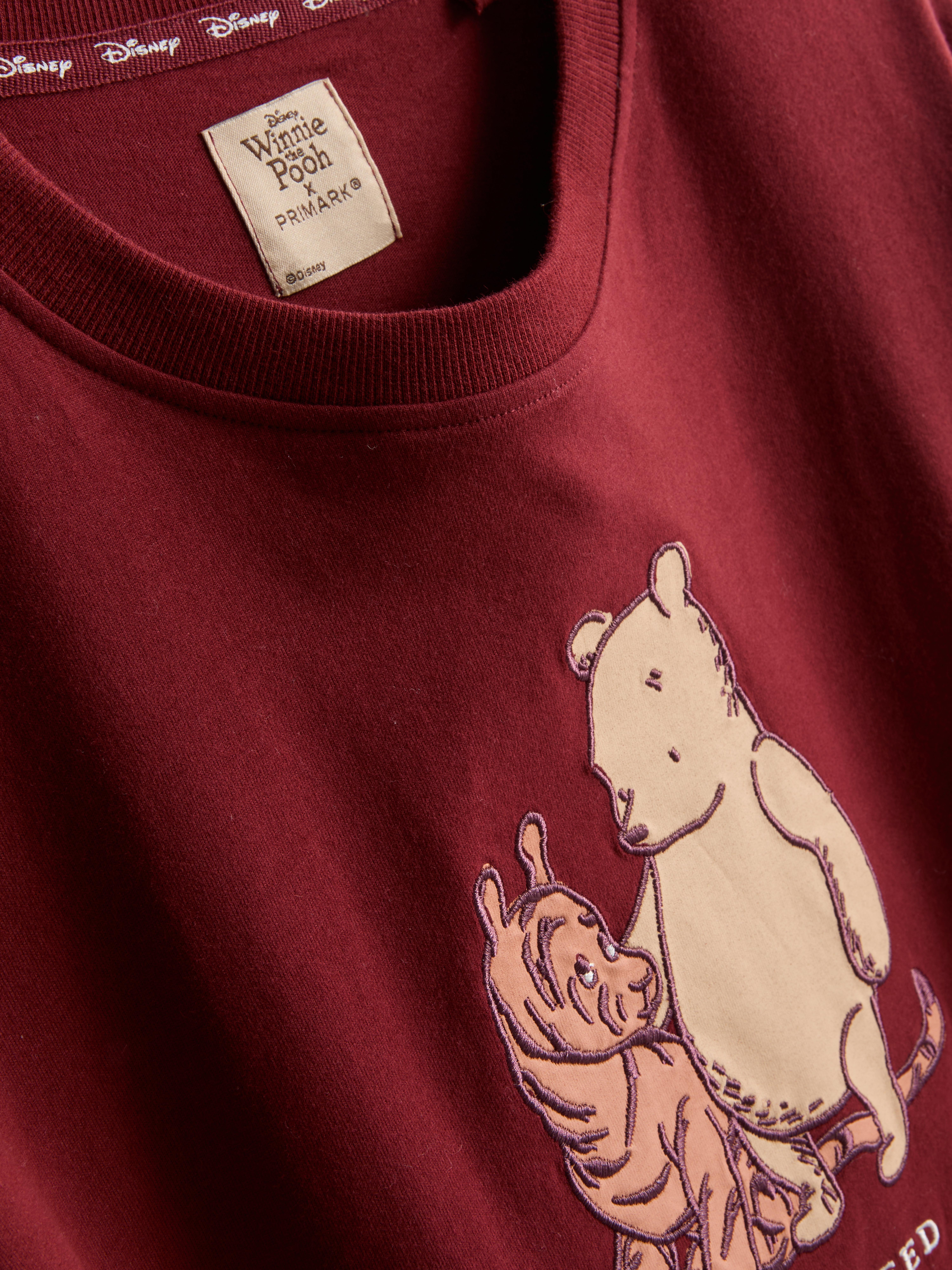 Disney's Winnie the Pooh Pure Cotton Embroidered Tee - Burgundy