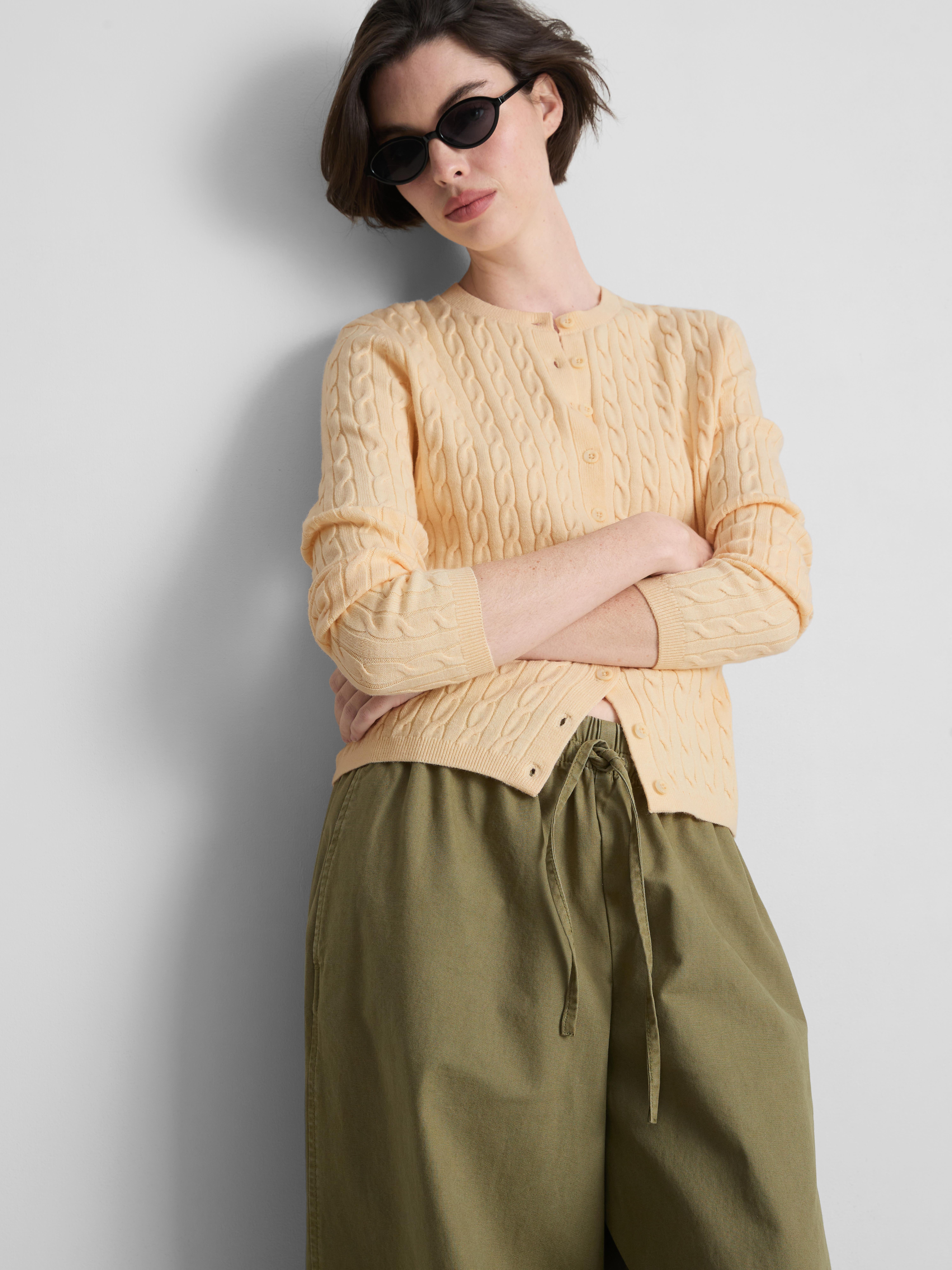 Cable Knit Cardigan - Light Yellow