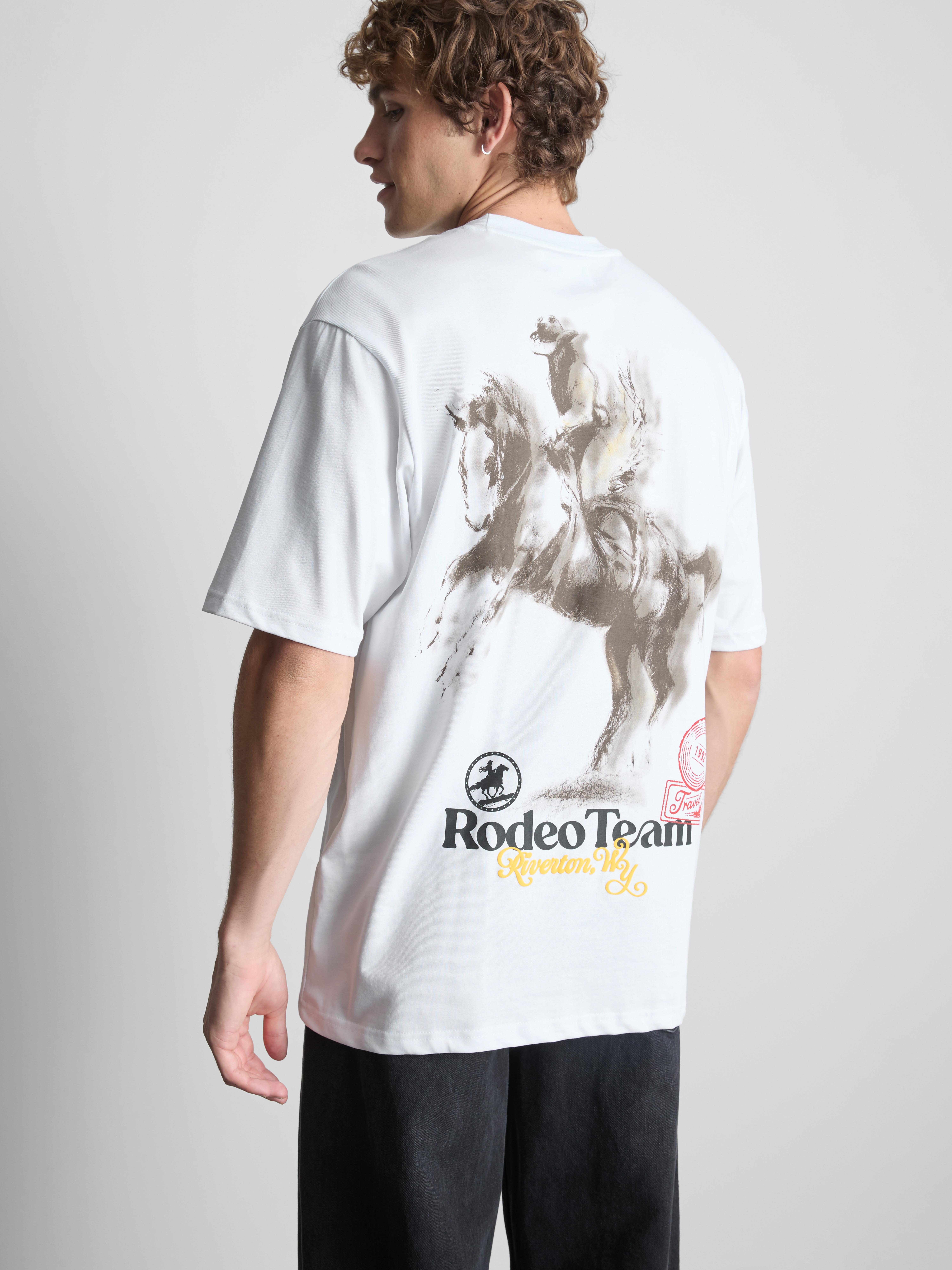 Pure Cotton Rodeo Graphic T-Shirt - White