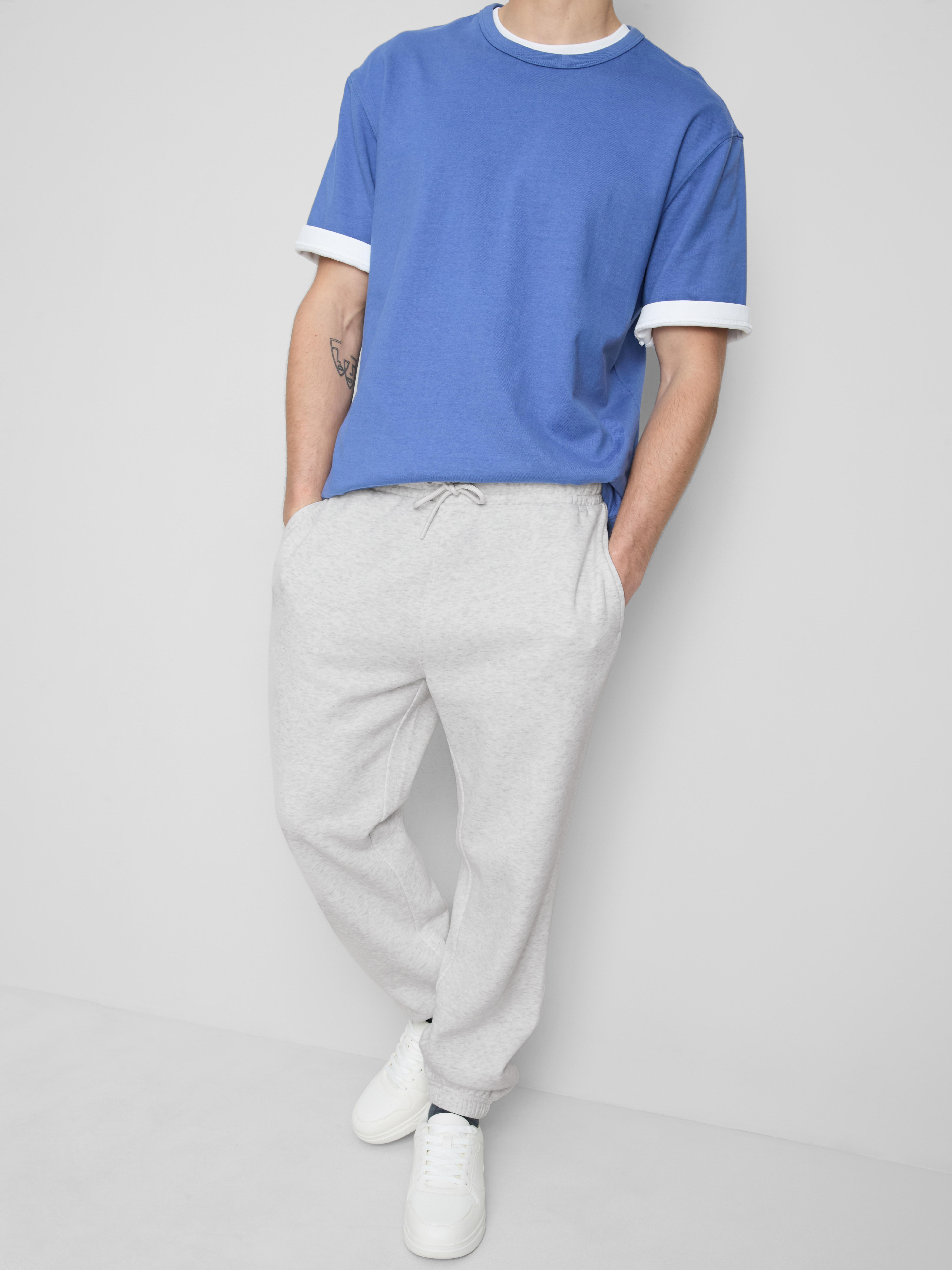 Stretch Waist Cuffed Joggers - Gray